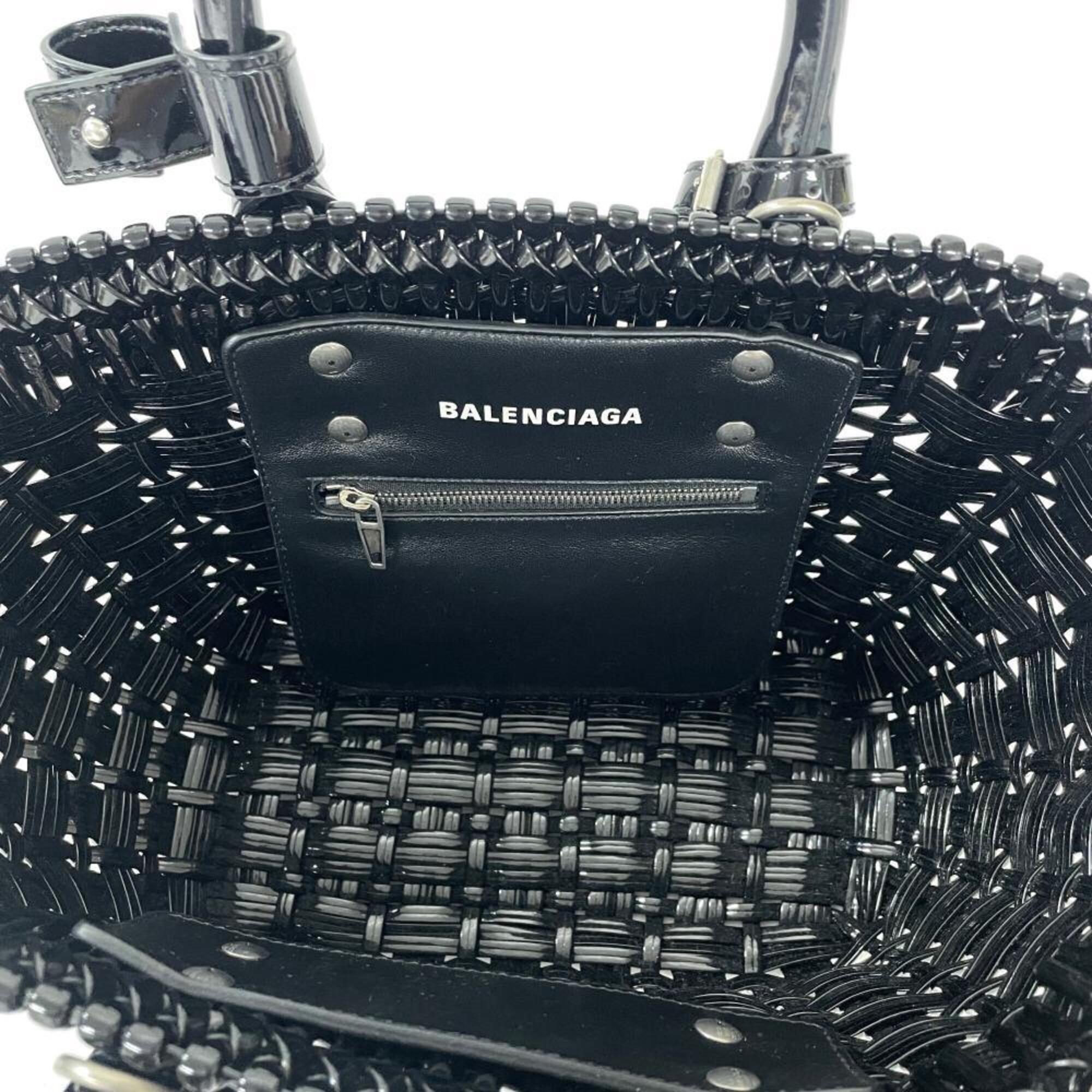 Balenciaga Black Leather Basket Handbag (Pre-Owned)