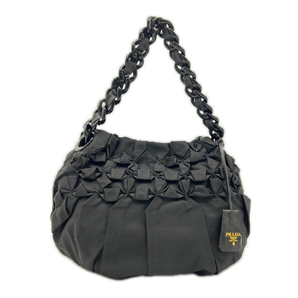 Prada Black Nylon Leather Plastic Handbag (Pre-Owned)