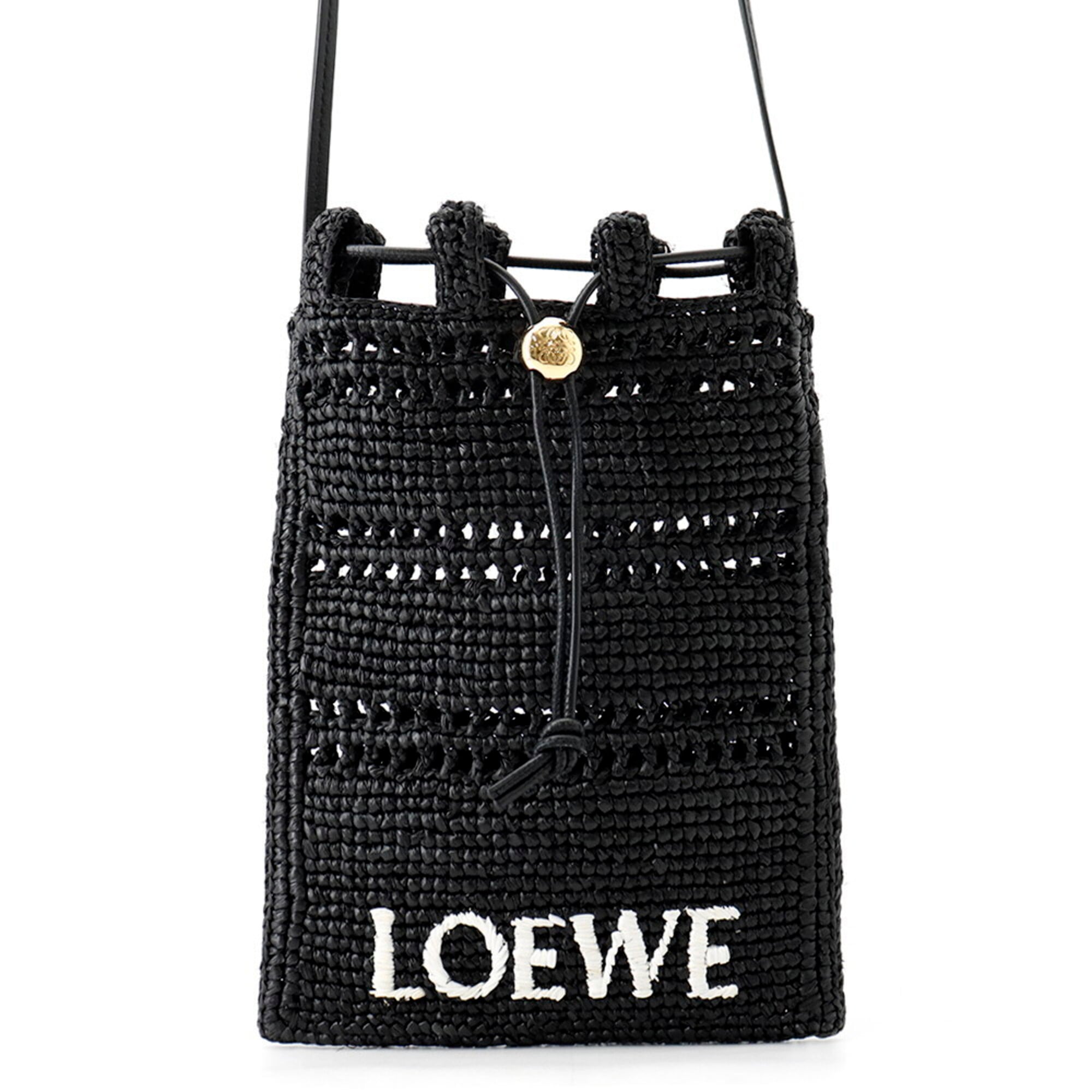Loewe Black Raffia Handbag Shoulder Bag (Pre-Owned)