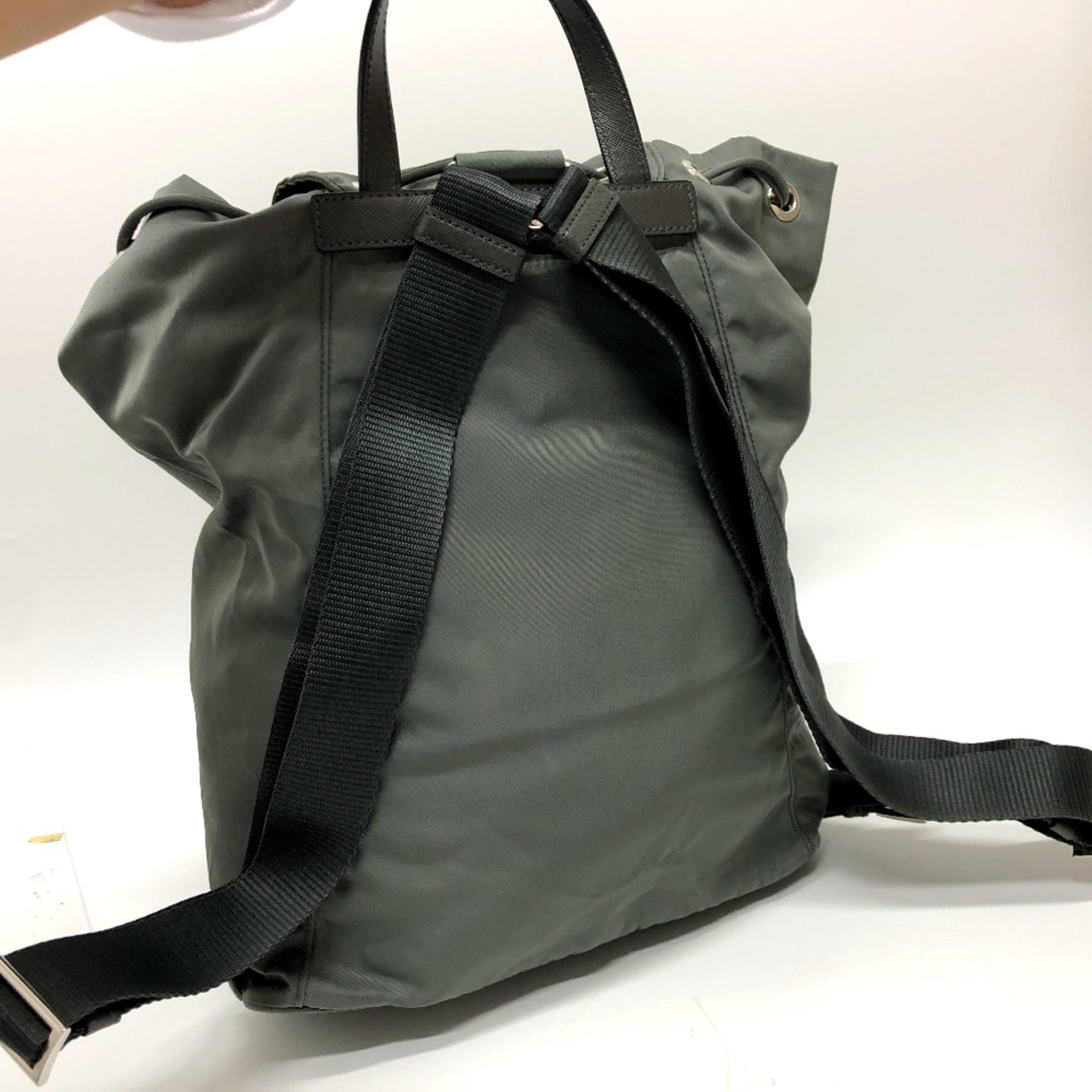 Prada Gray Leather Backpack (Pre-Owned)