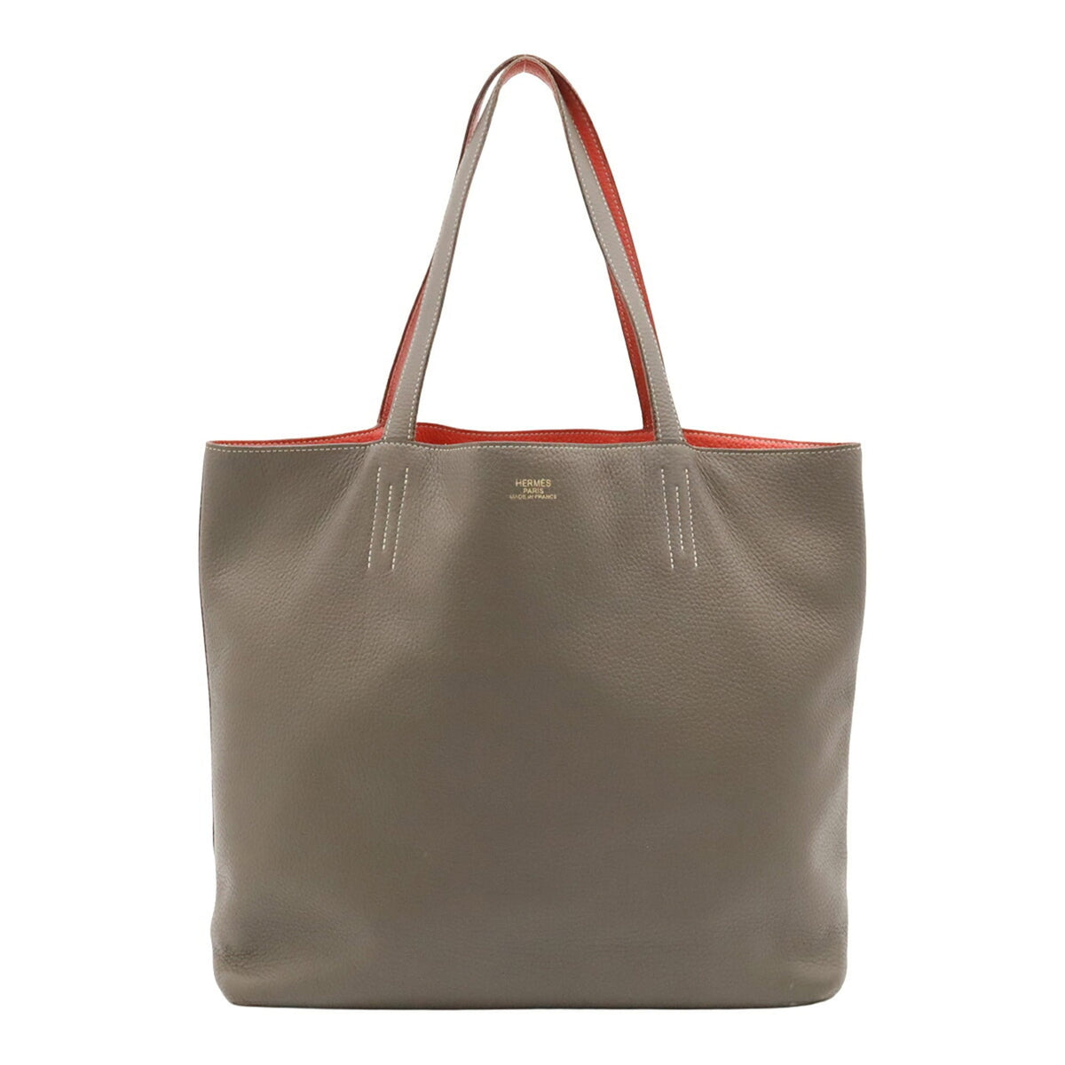 Hermes Etain Rose Azalee Taurillon Clemence Leather Tote Bag (Pre-Owned)