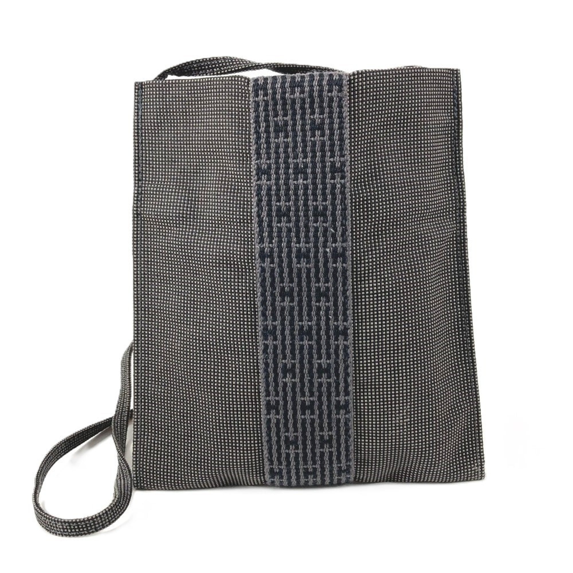 Hermes Her Line Gray Canvas Pochette Shoulder Bag (Pre-Owned)
