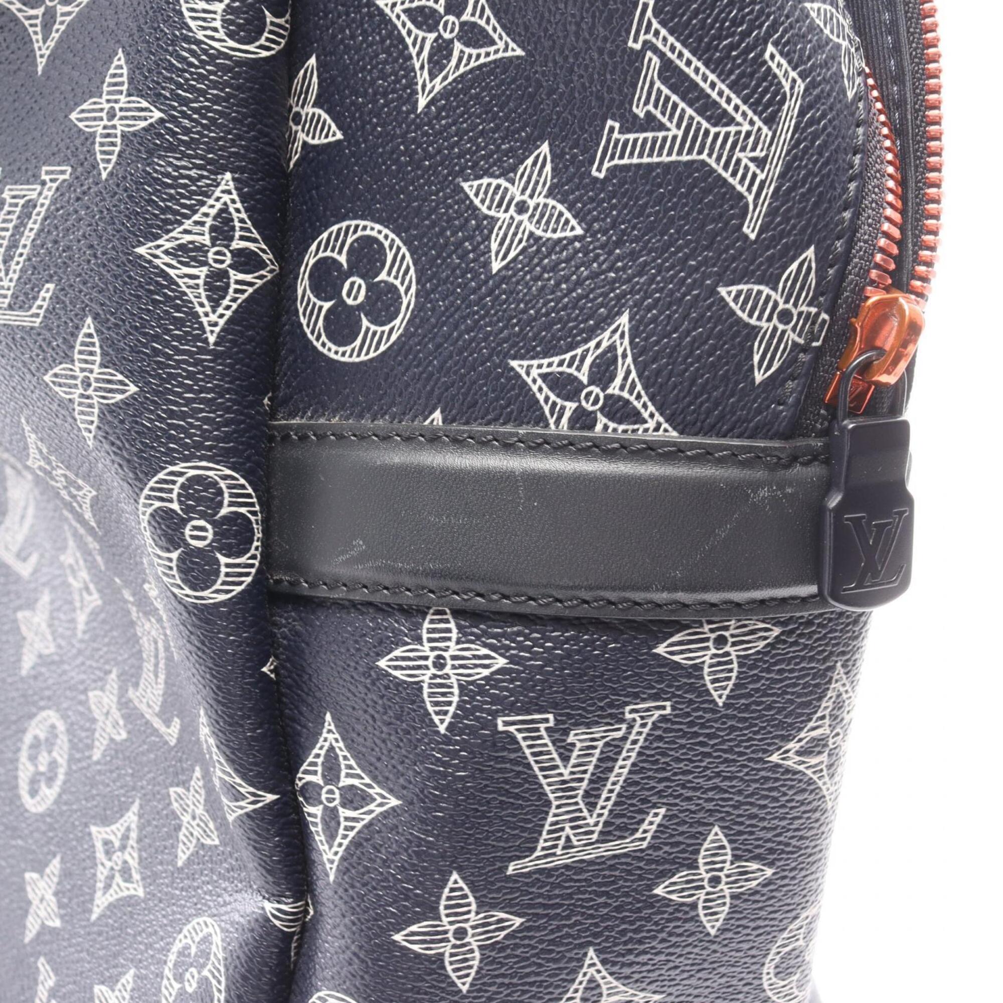 Louis Vuitton Black Red Color White Coated Canvas Leather Backpack (Pre-Owned)