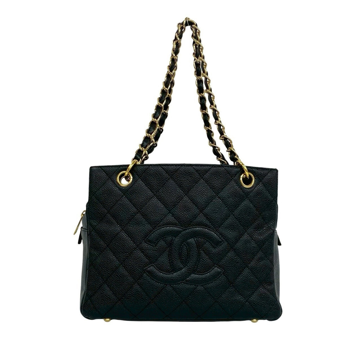Chanel Black Grained Calfskin Shoulder Bag Tote Bag (Pre-Owned)