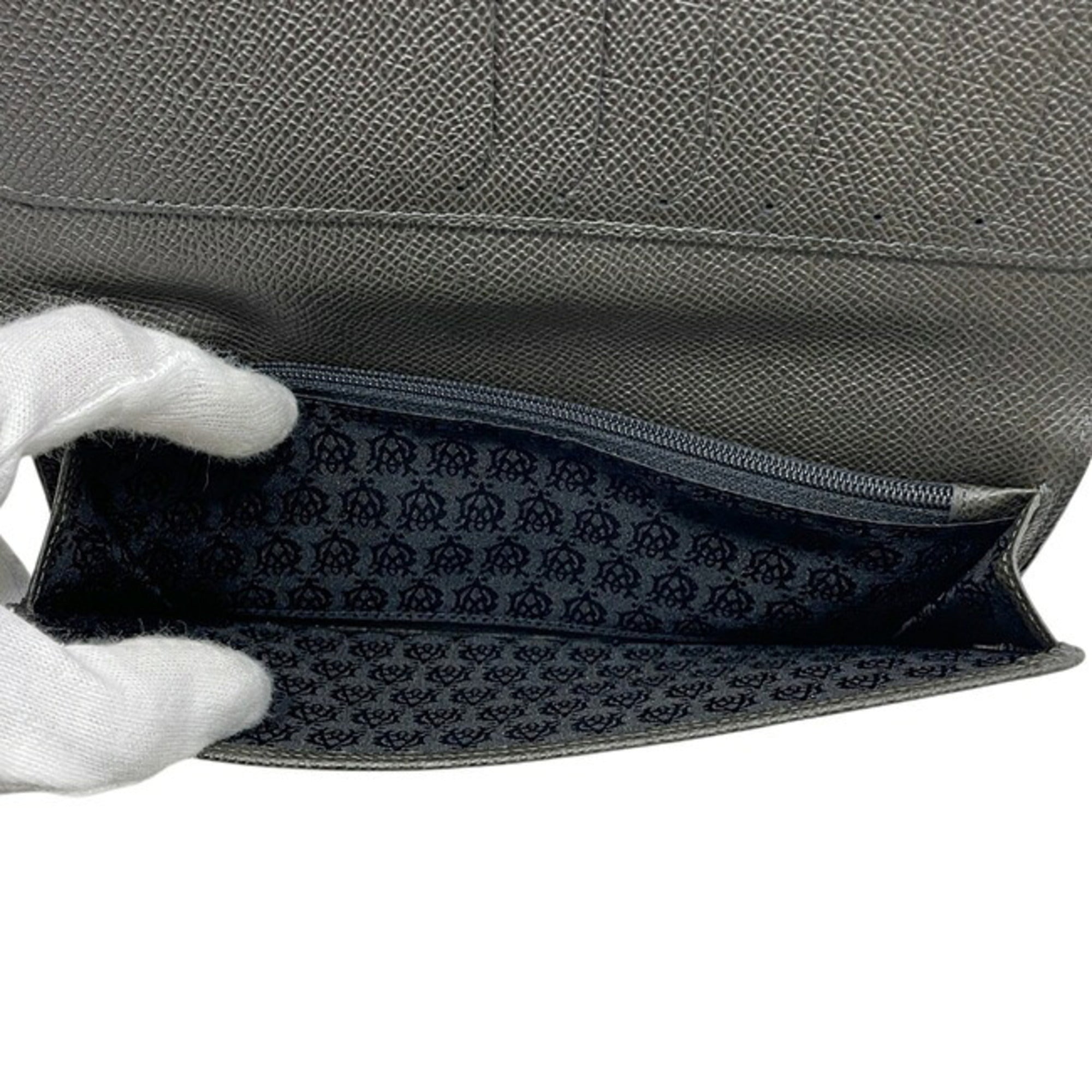 Dunhill Khaki Leather Long Wallet (Bi-Fold) (Pre-Owned)