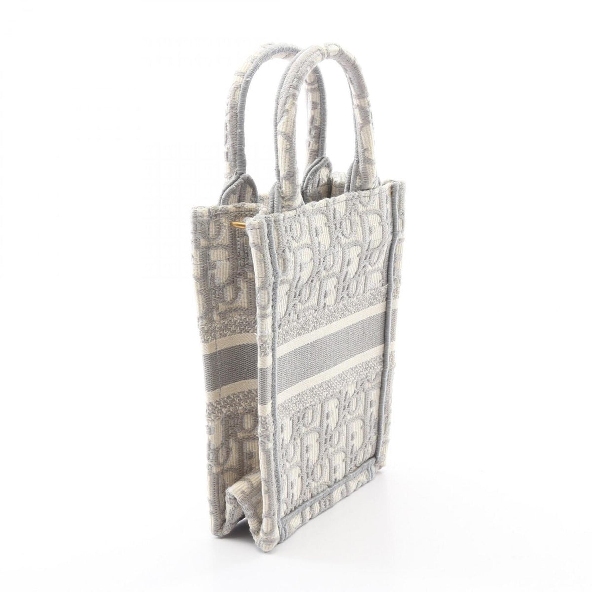 Christian Dior Gray White Canvas Handbag Tote Bag (Pre-Owned)