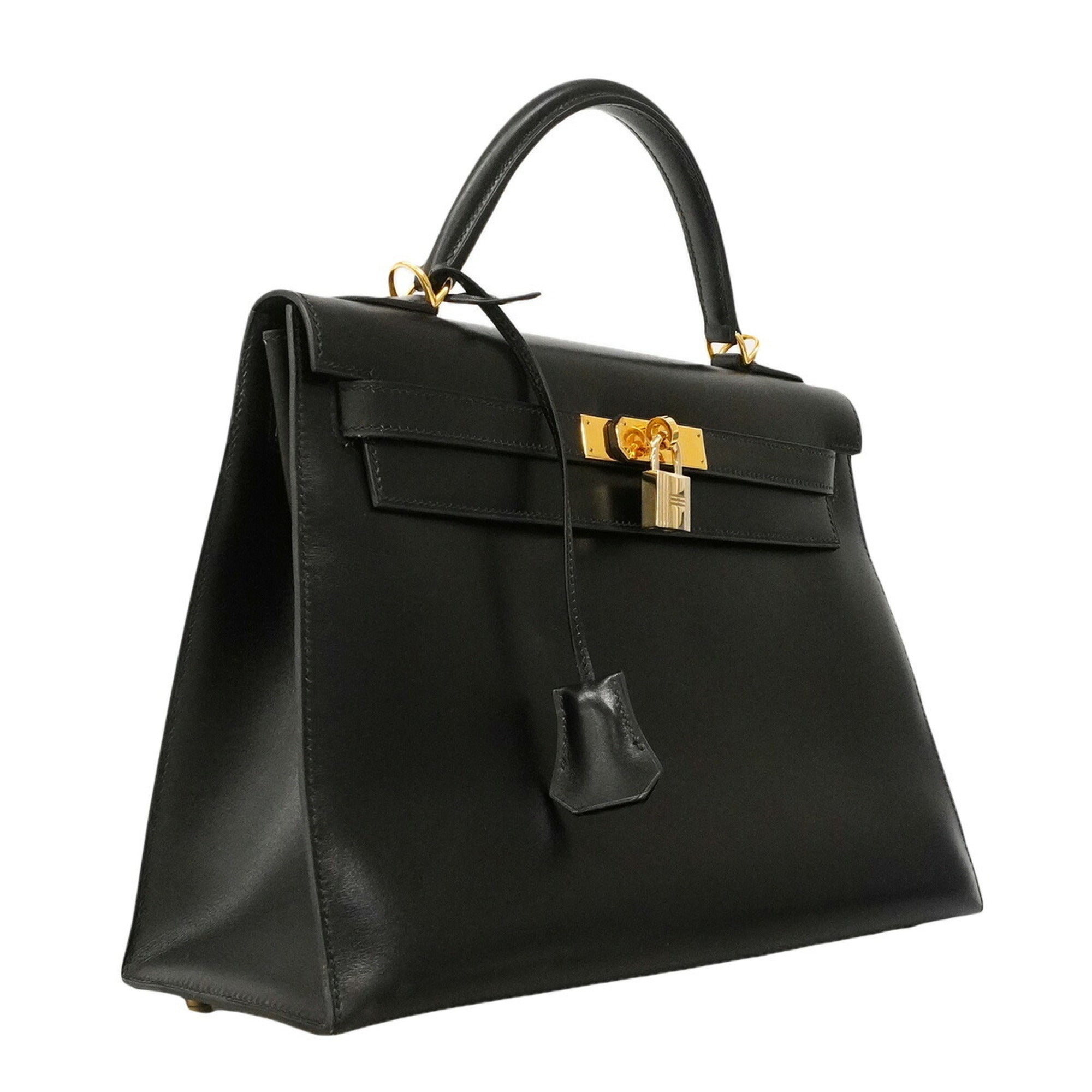 Hermes Black Box Calf Leather Handbag (Pre-Owned)