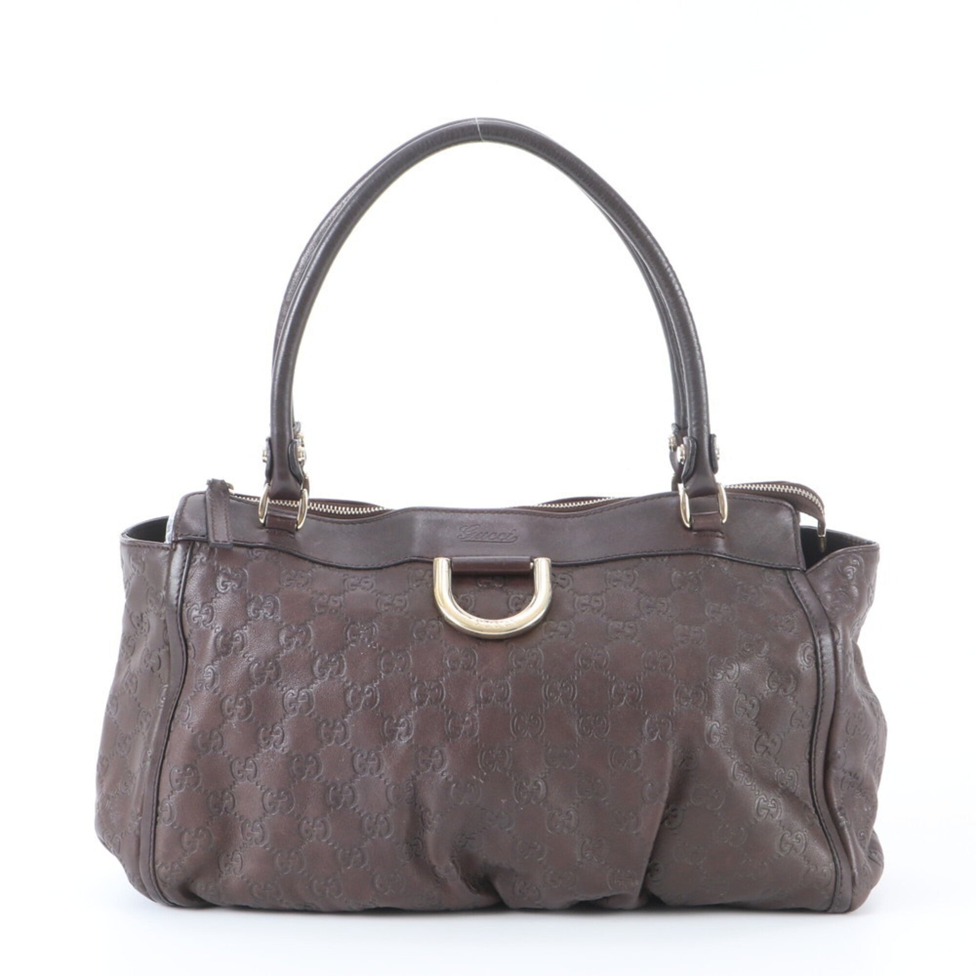Gucci Abbey Brown Leather Handbag Tote Bag (Pre-Owned)