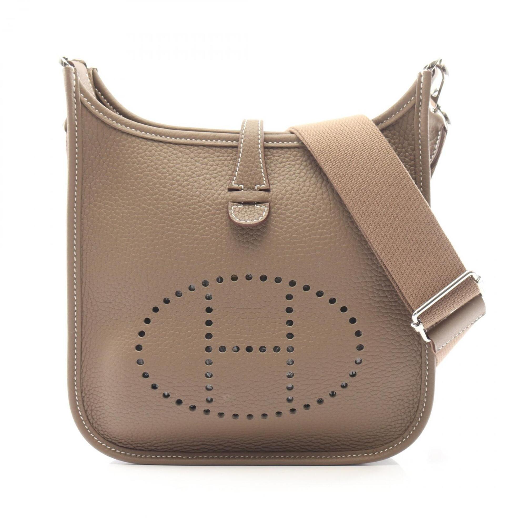 Hermes Beige Etoupe Gray Taurillon Clemence Leather Handbag Shoulder Bag (Pre-Owned)