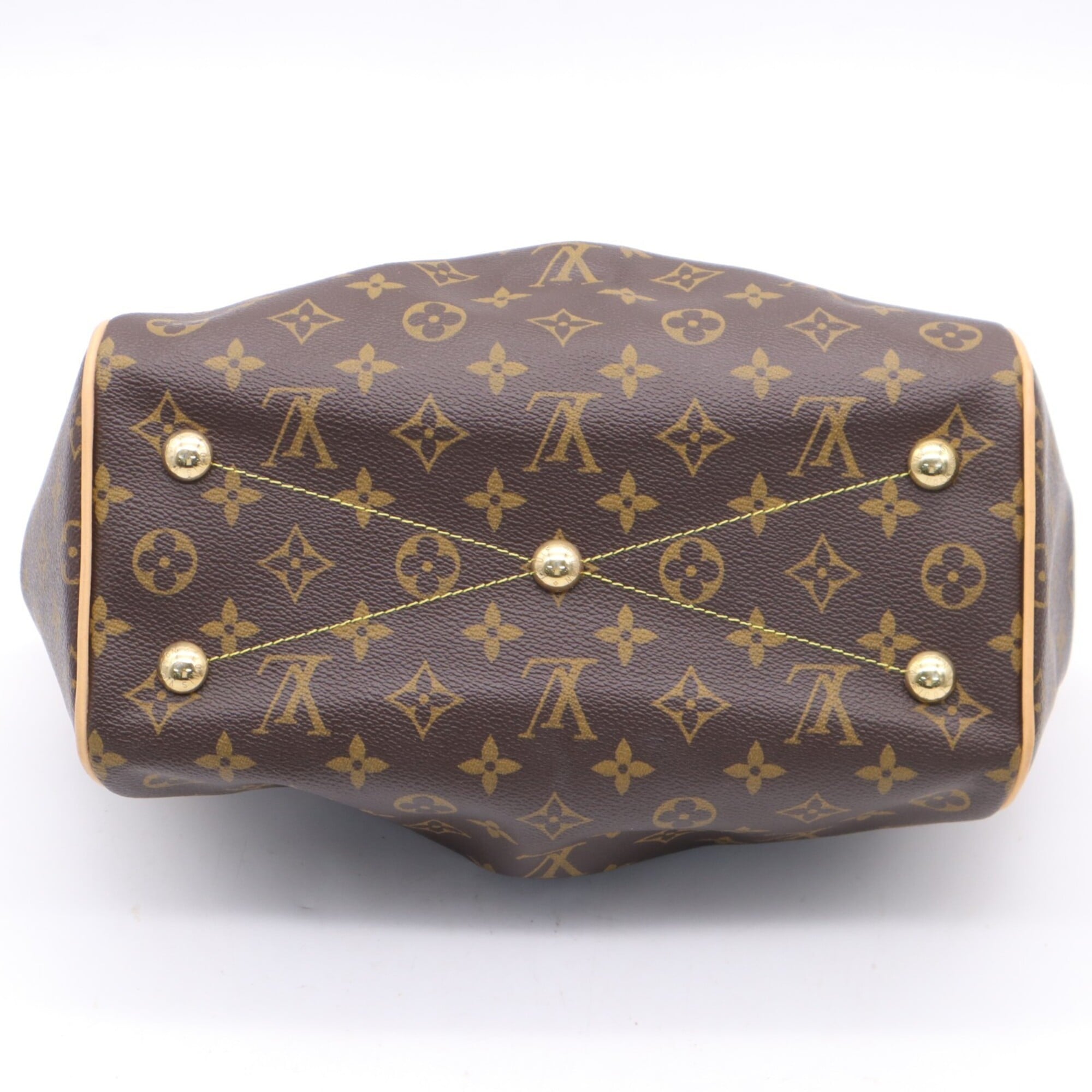 Louis Vuitton Beige Brown Coated Canvas Leather Handbag (Pre-Owned)