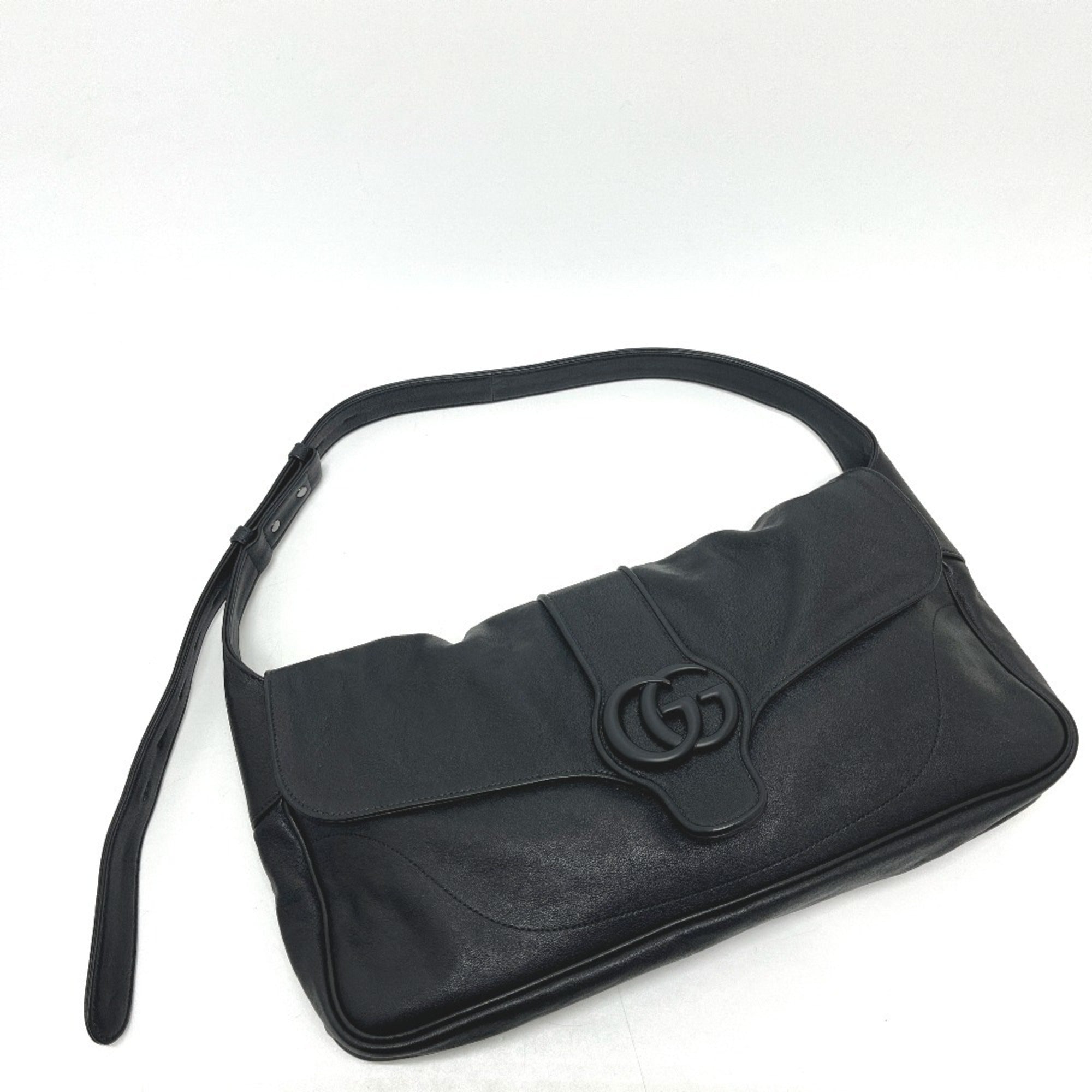 Gucci Gg Marmont Black Leather Handbag Shoulder Bag (Pre-Owned)