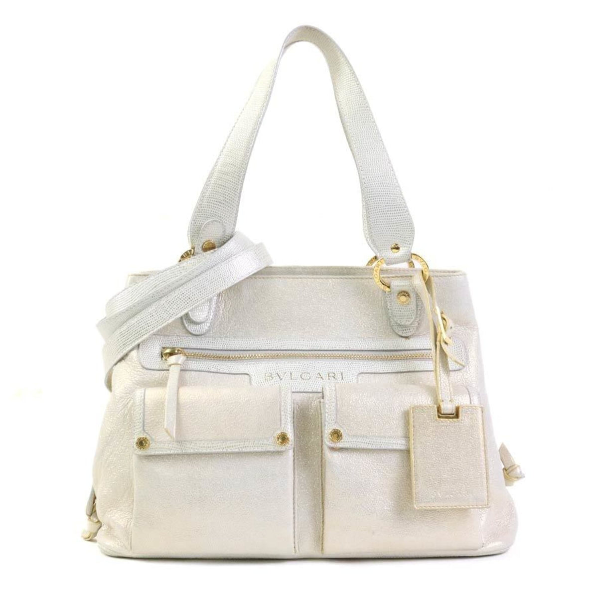 Bvlgari White Leather Handbag Shoulder Bag (Pre-Owned)