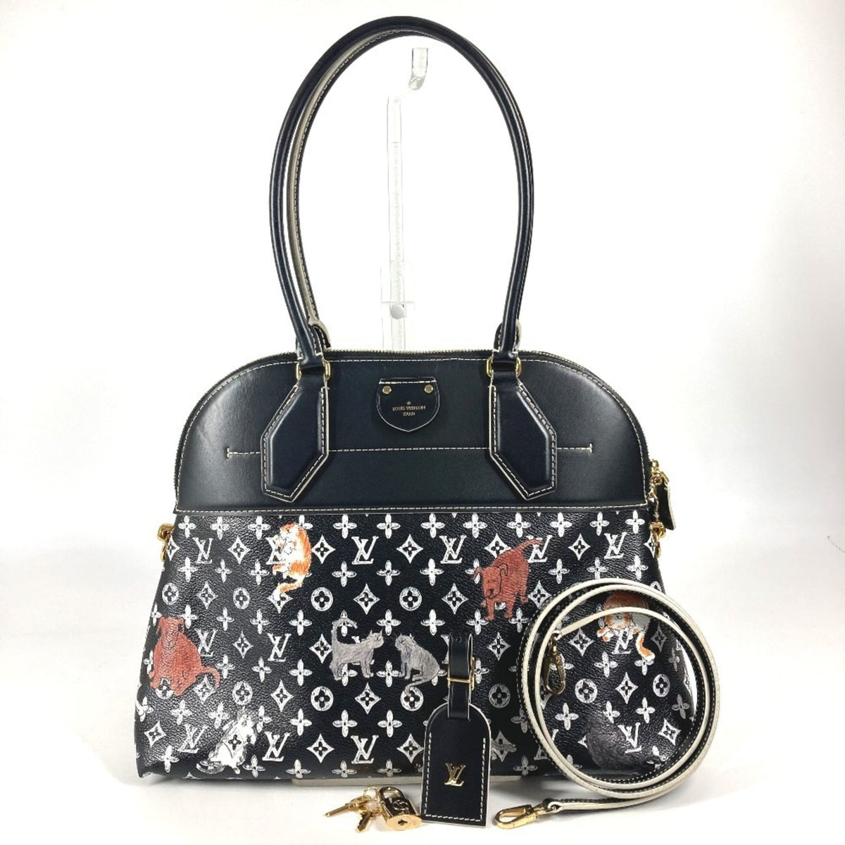 Louis Vuitton Black Noir Leather Shoulder Bag Tote Bag (Pre-Owned)