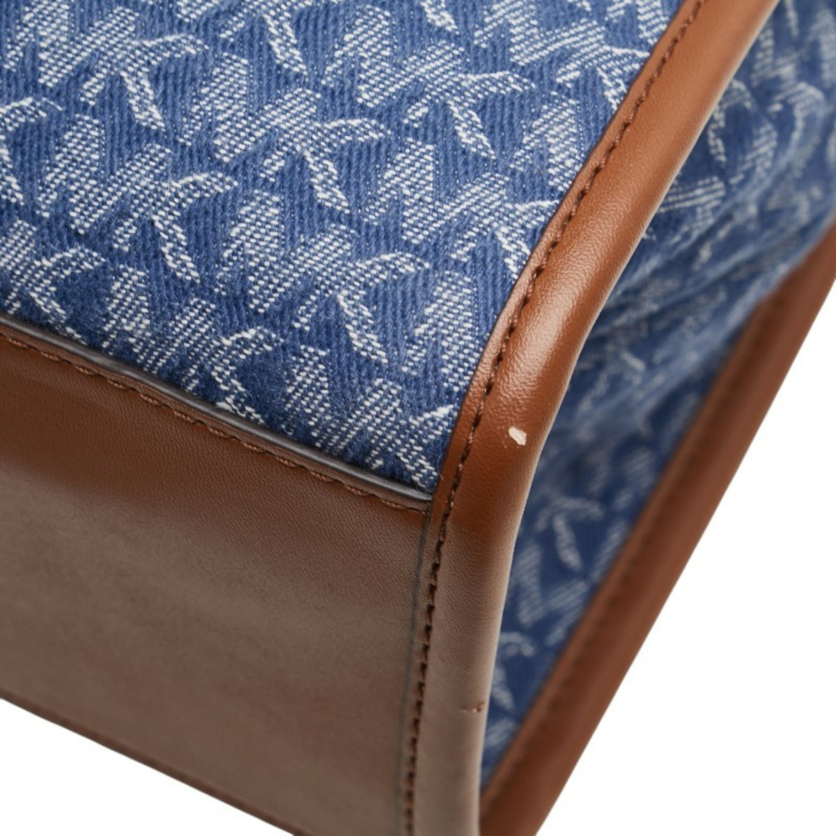 Michael Kors Blue Brown Canvas Leather Shoulder Bag Tote Bag (Pre-Owned)