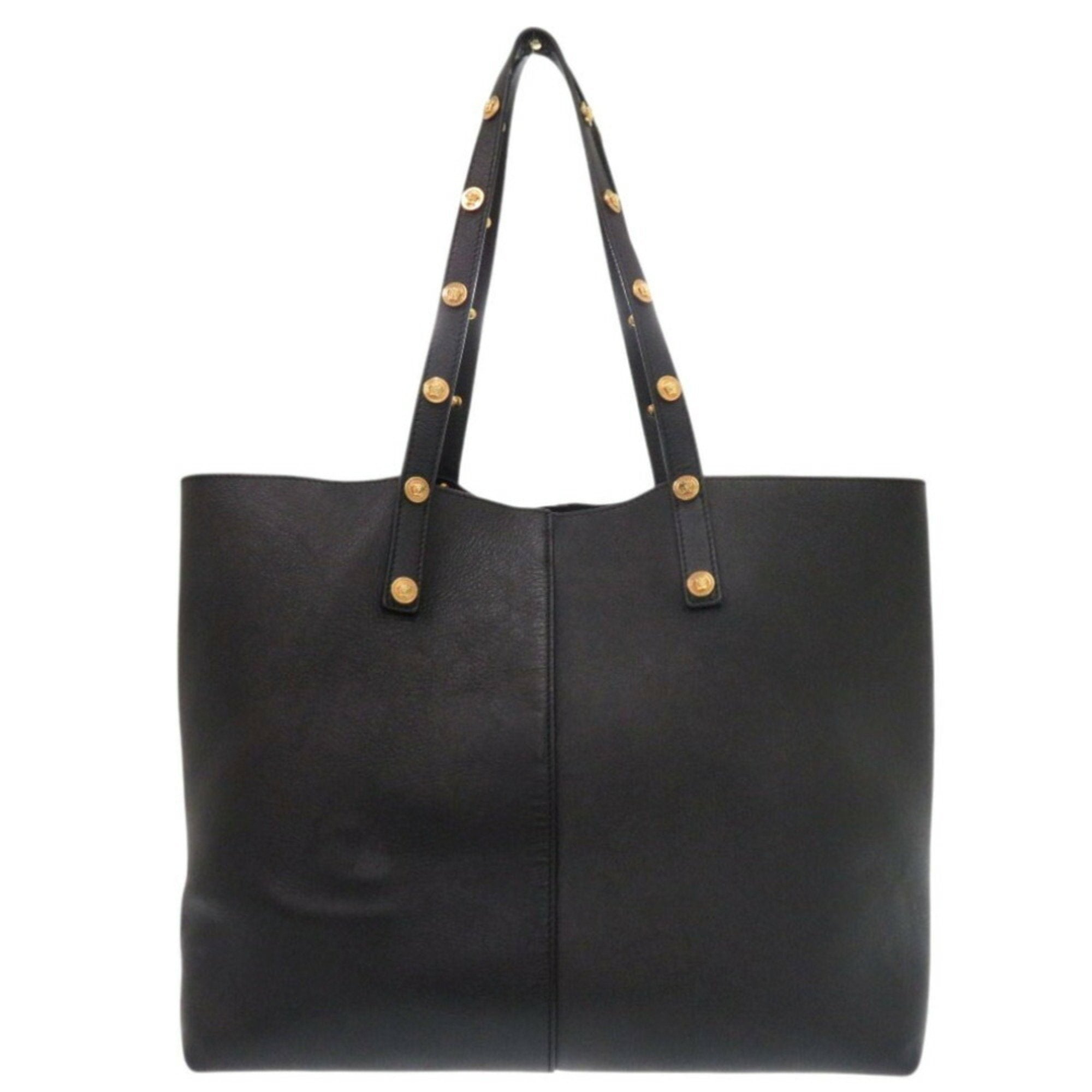 Versace Black Leather Tote Bag (Pre-Owned)