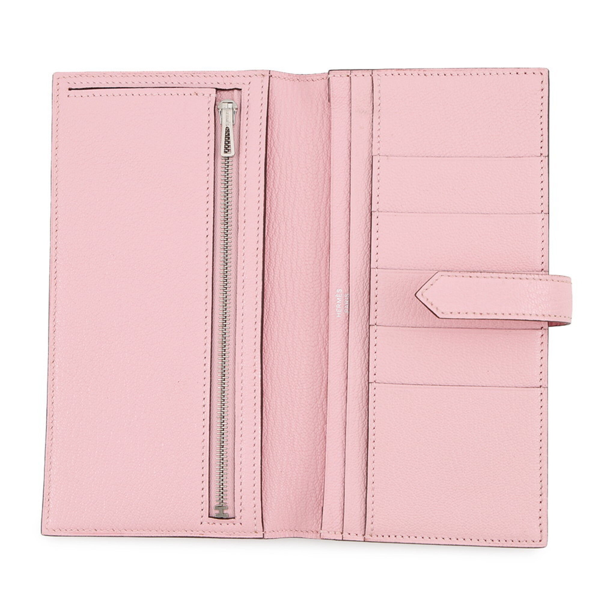 Hermes Rose Sakura Chevre Myzore Leather Long Wallet (Bi-Fold) (Pre-Owned)