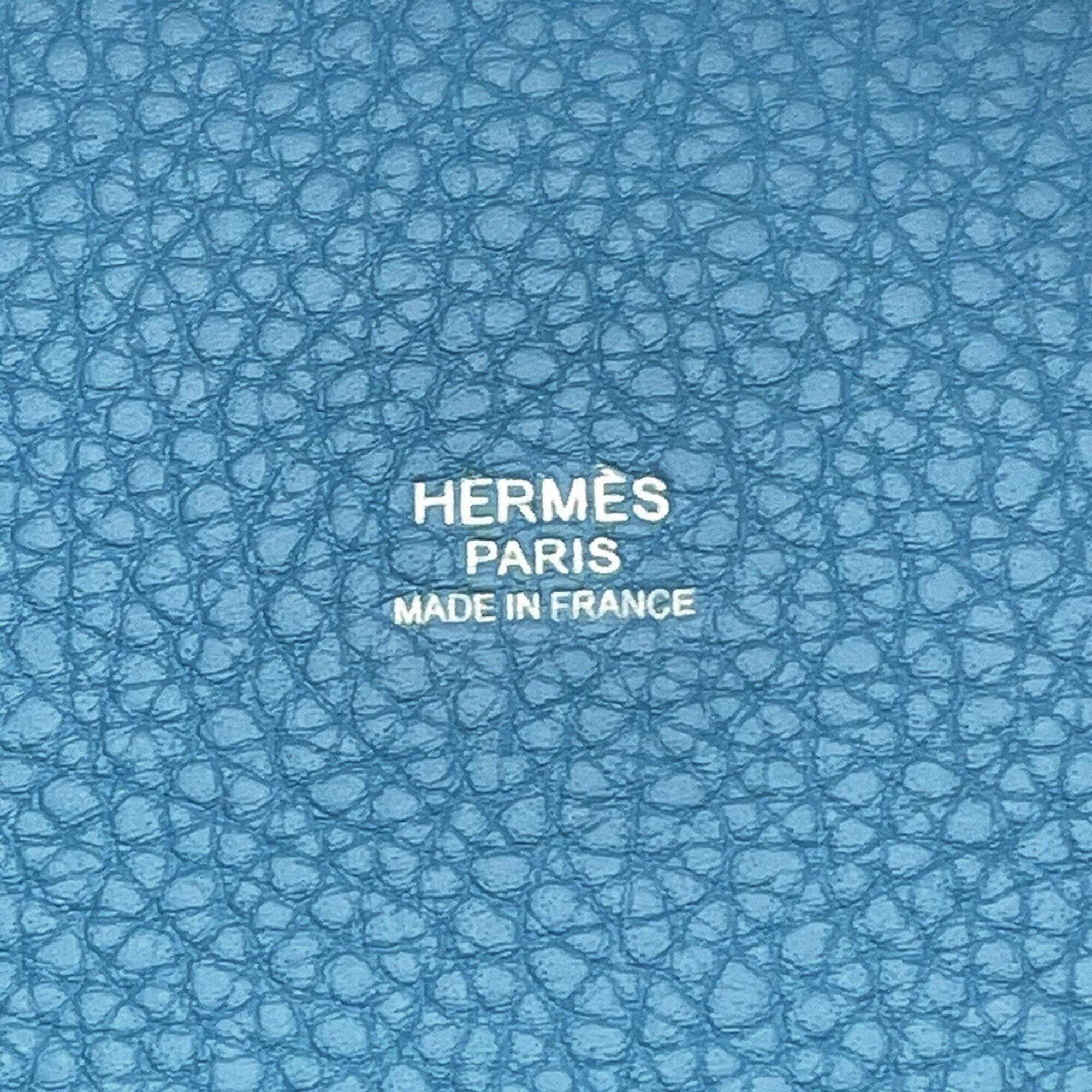 Hermes Blue Taurillon Clemence Leather Tote Bag (Pre-Owned)