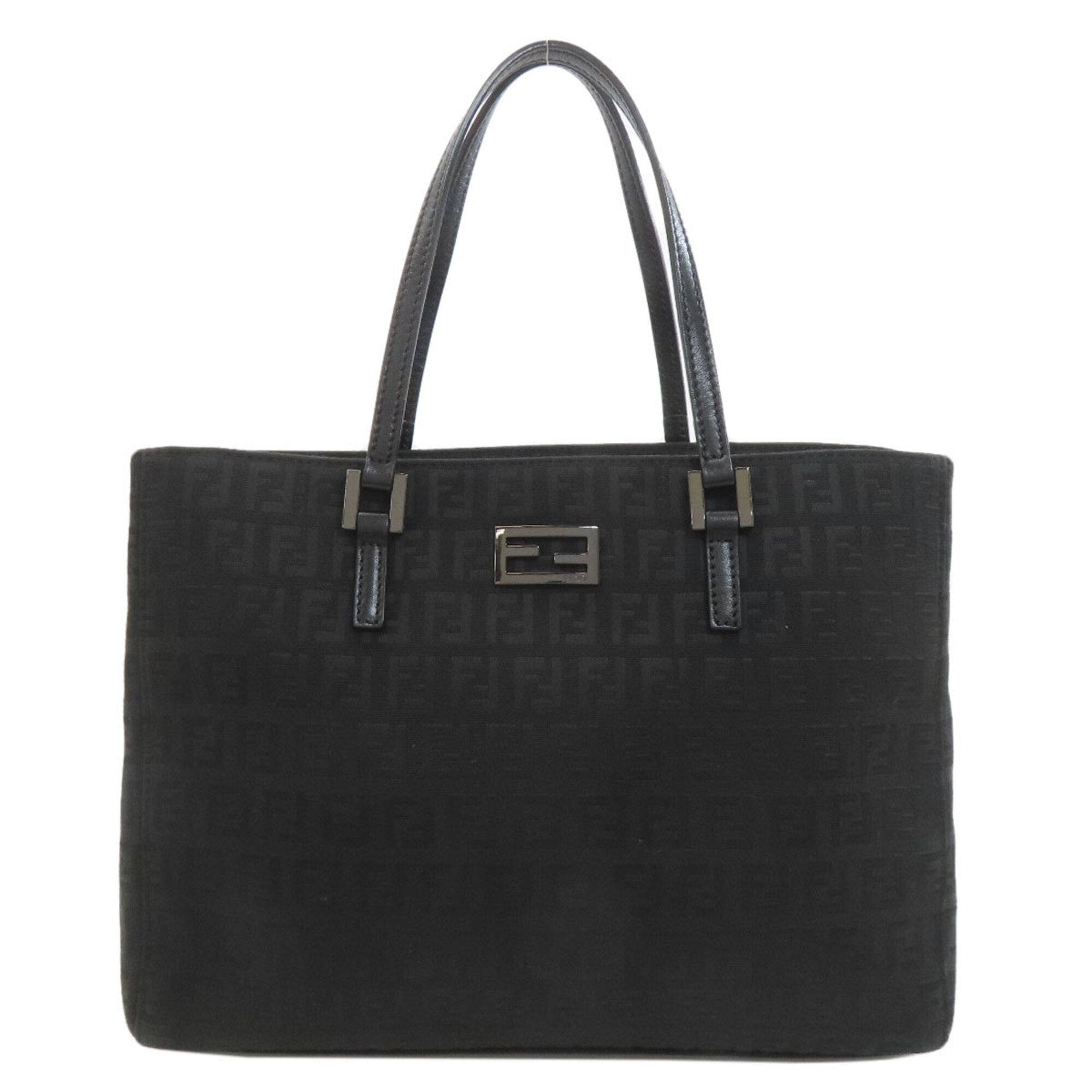 Fendi Zucchino Black Canvas Handbag (Pre-Owned)