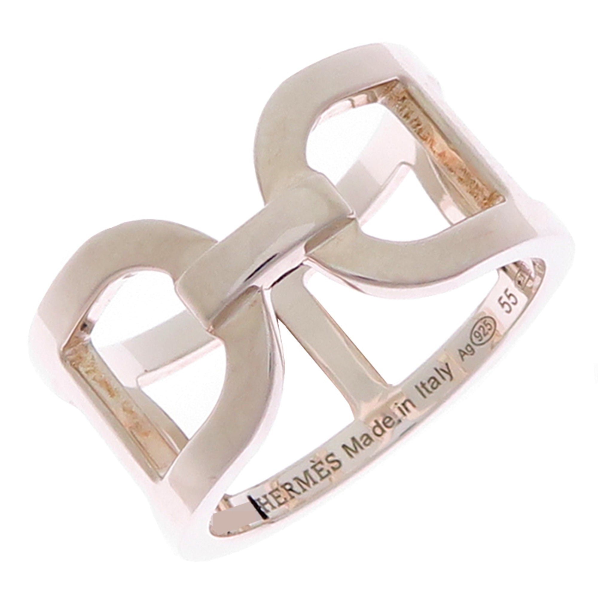 Hermes Silver 925 Band Ring (Pre-Owned)
