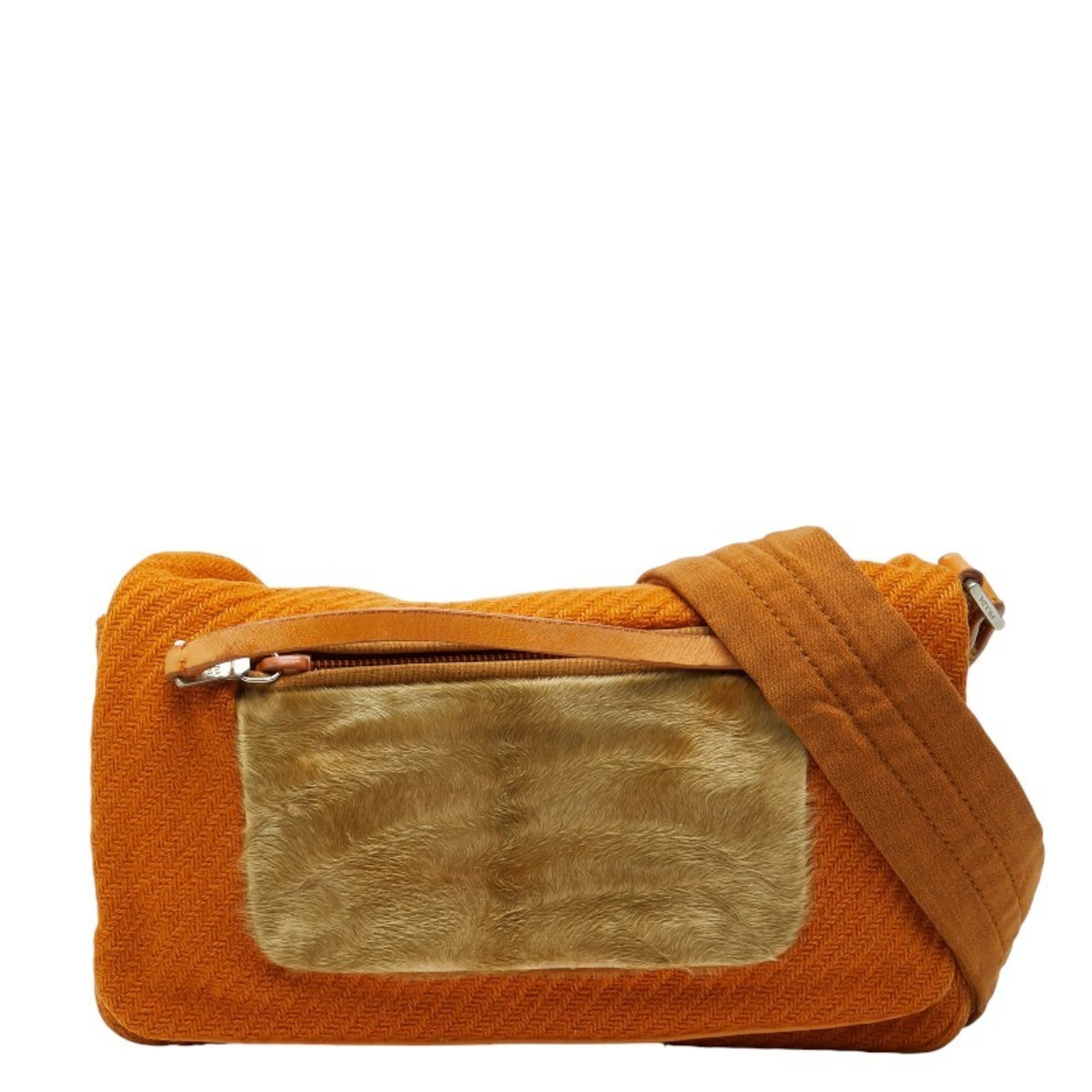Prada Brown Wool Shoulder Bag (Pre-Owned)