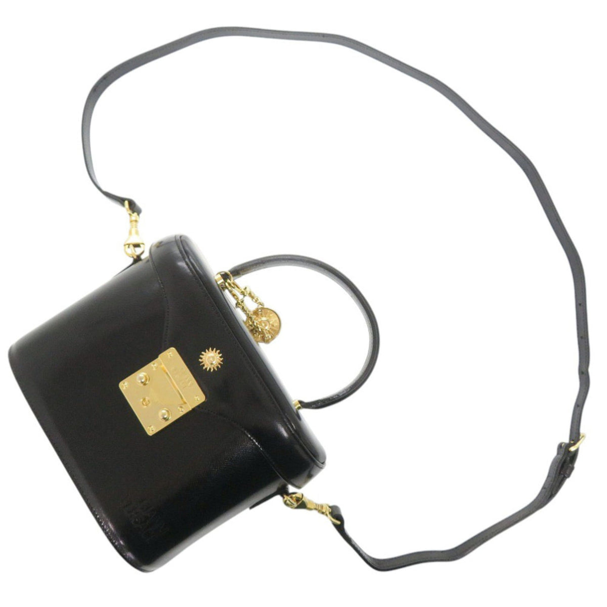 Versace Black Leather Handbag Vanity Bag (Pre-Owned)