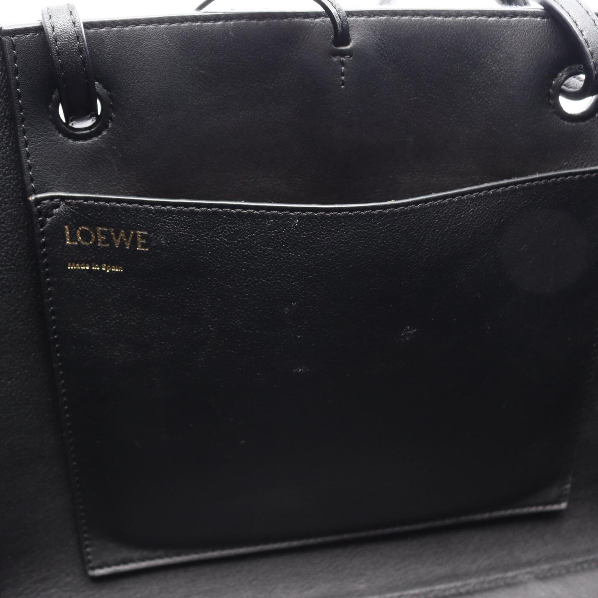 Loewe Beige Navy Canvas Leather Handbag Tote Bag (Pre-Owned)