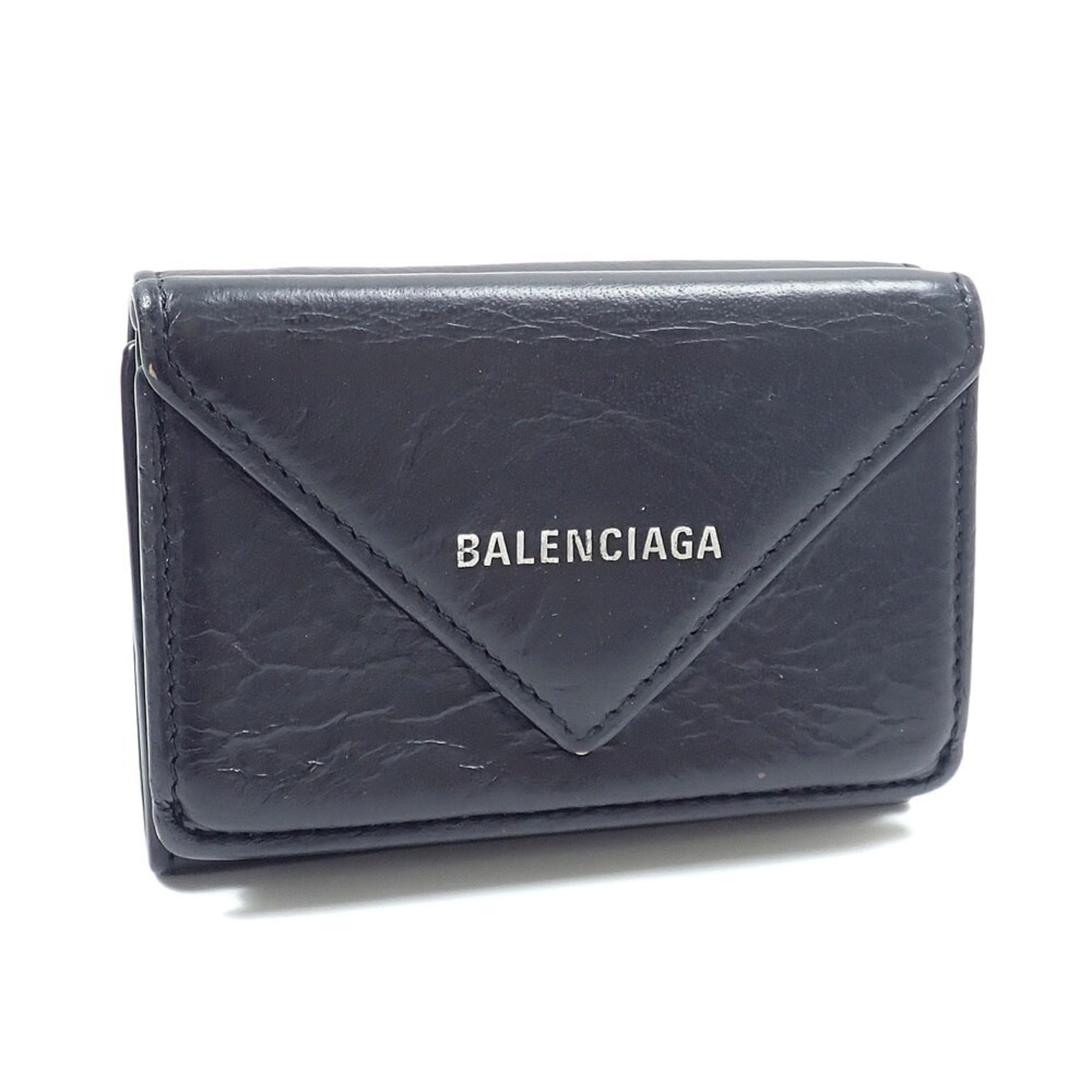 Balenciaga Black Leather Wallet (Tri-Fold) (Pre-Owned)