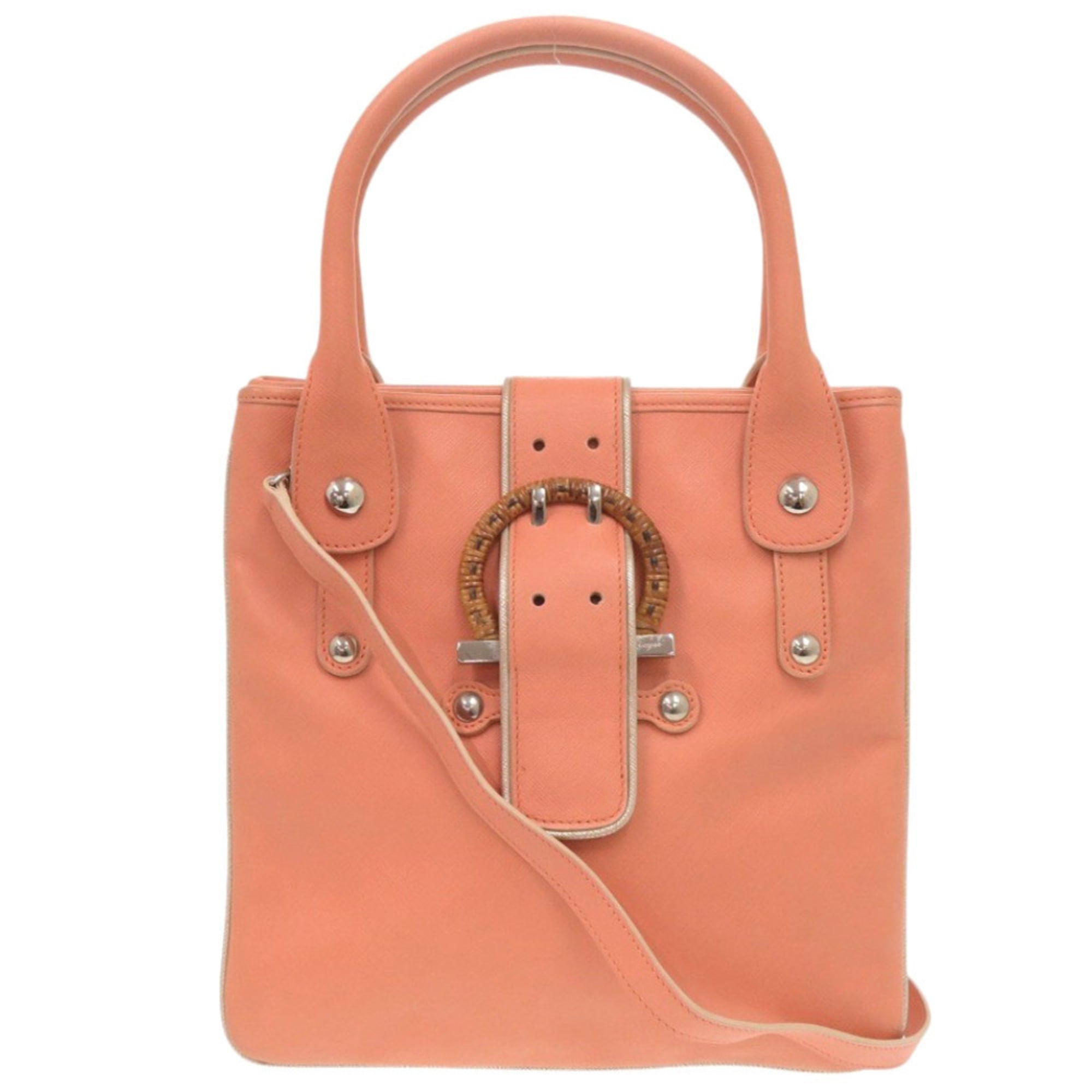 Salvatore Ferragamo Pink Leather Handbag Shoulder Bag (Pre-Owned)