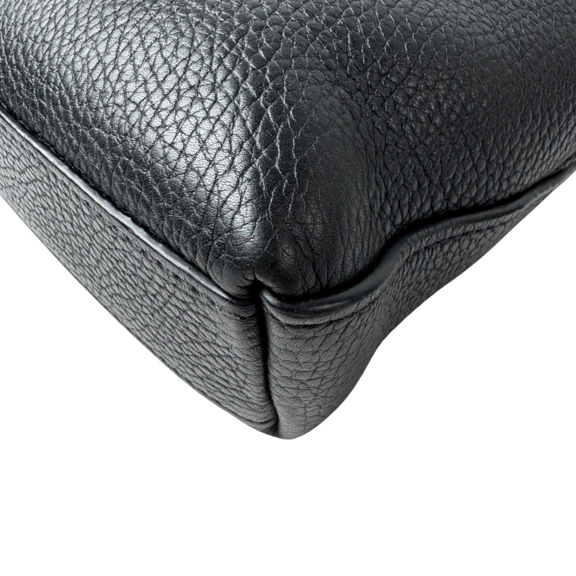 Louis Vuitton Black Leather Briefcase Shoulder Bag (Pre-Owned)