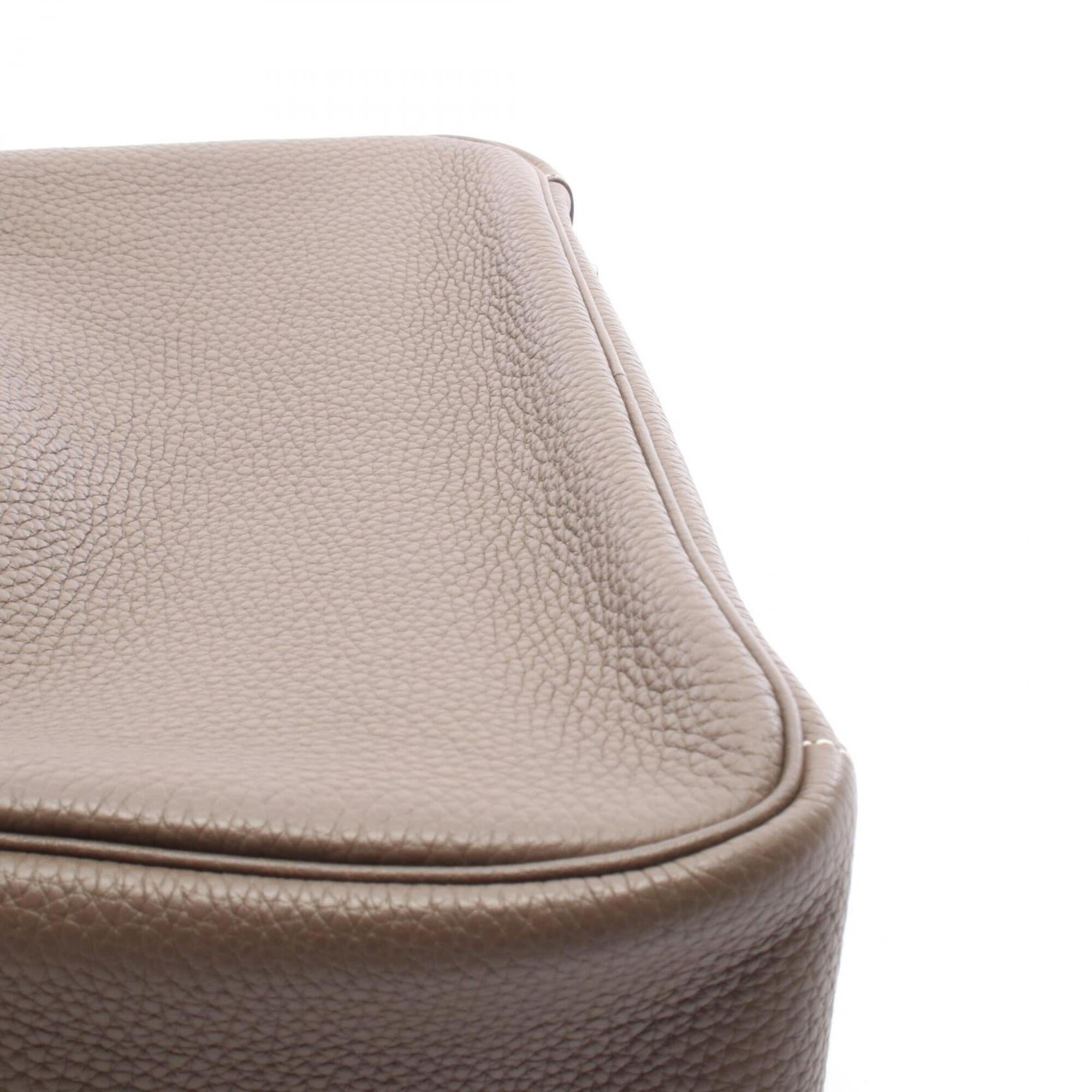 Hermes Etoupe Gray Gray Taurillon Clemence Leather Handbag Shoulder Bag (Pre-Owned)