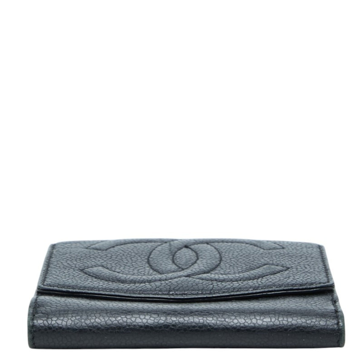 Chanel Black Grained Calfskin Wallet (Bi-Fold) (Pre-Owned)