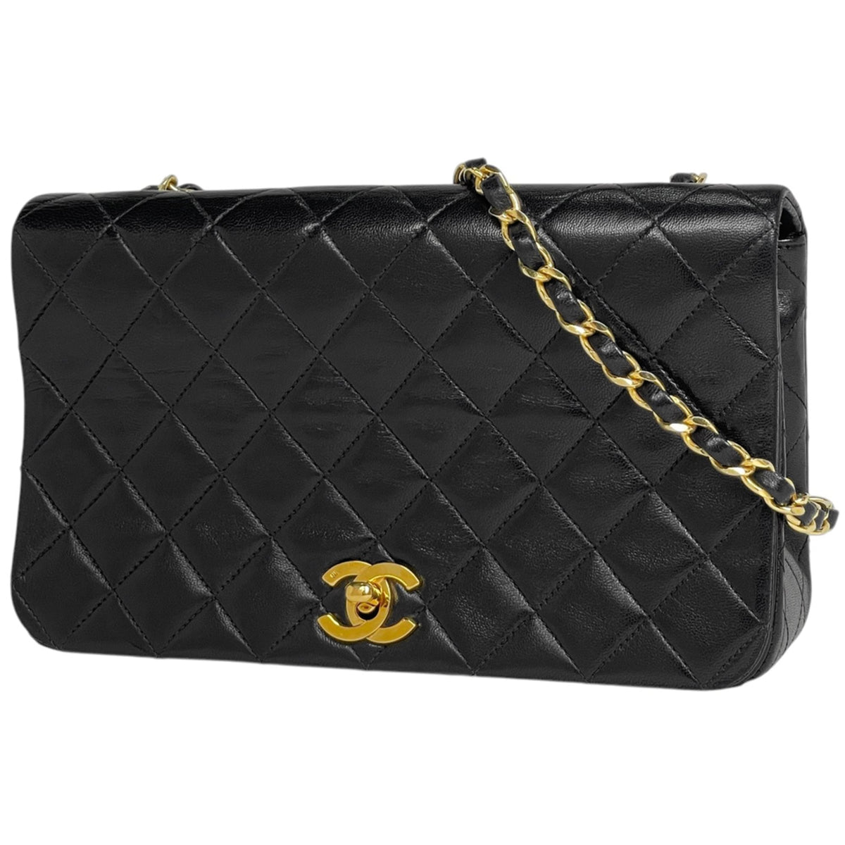 Chanel Matelasse Black Leather Shoulder Bag (Pre-Owned)