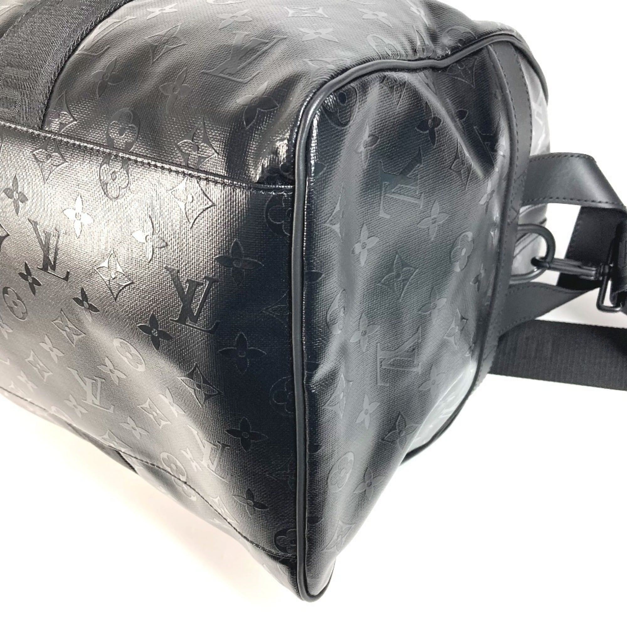 Louis Vuitton Black Leather Canvas Boston Bag Shoulder Bag (Pre-Owned)