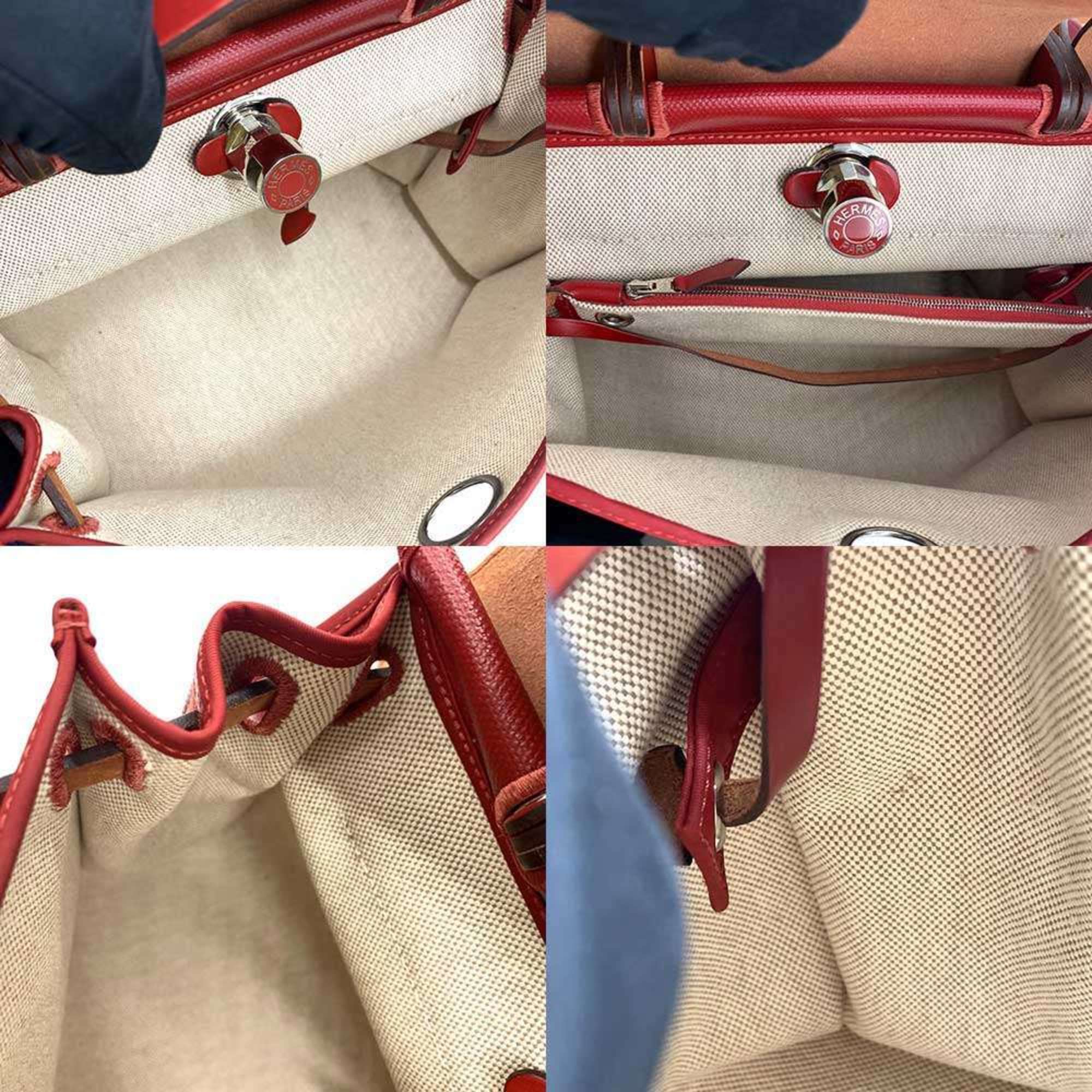 Hermes Her Bag Coated Canvas Leather Shoulder Bag (Pre-Owned)