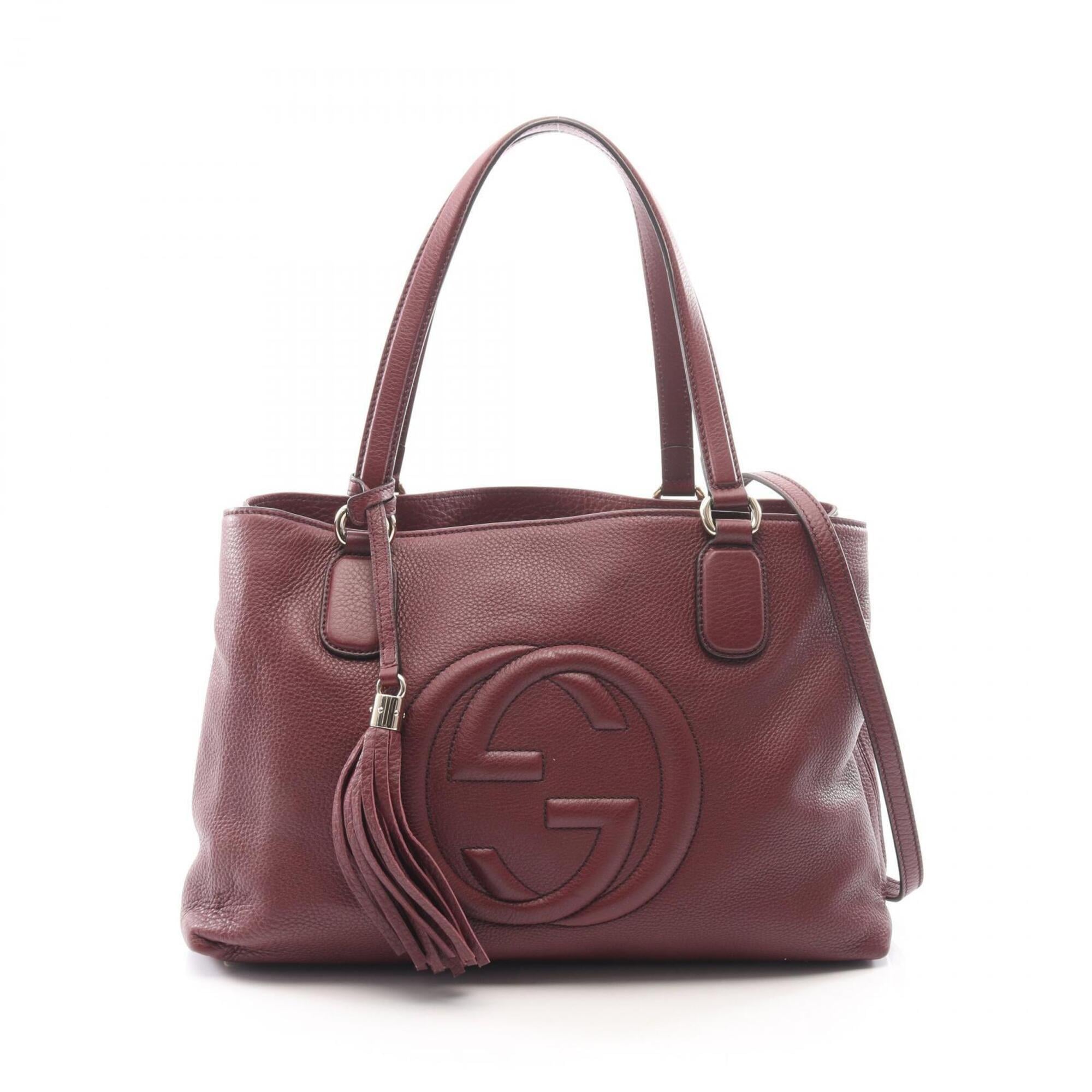 Gucci Soho Bordeaux Leather Handbag Tote Bag (Pre-Owned)