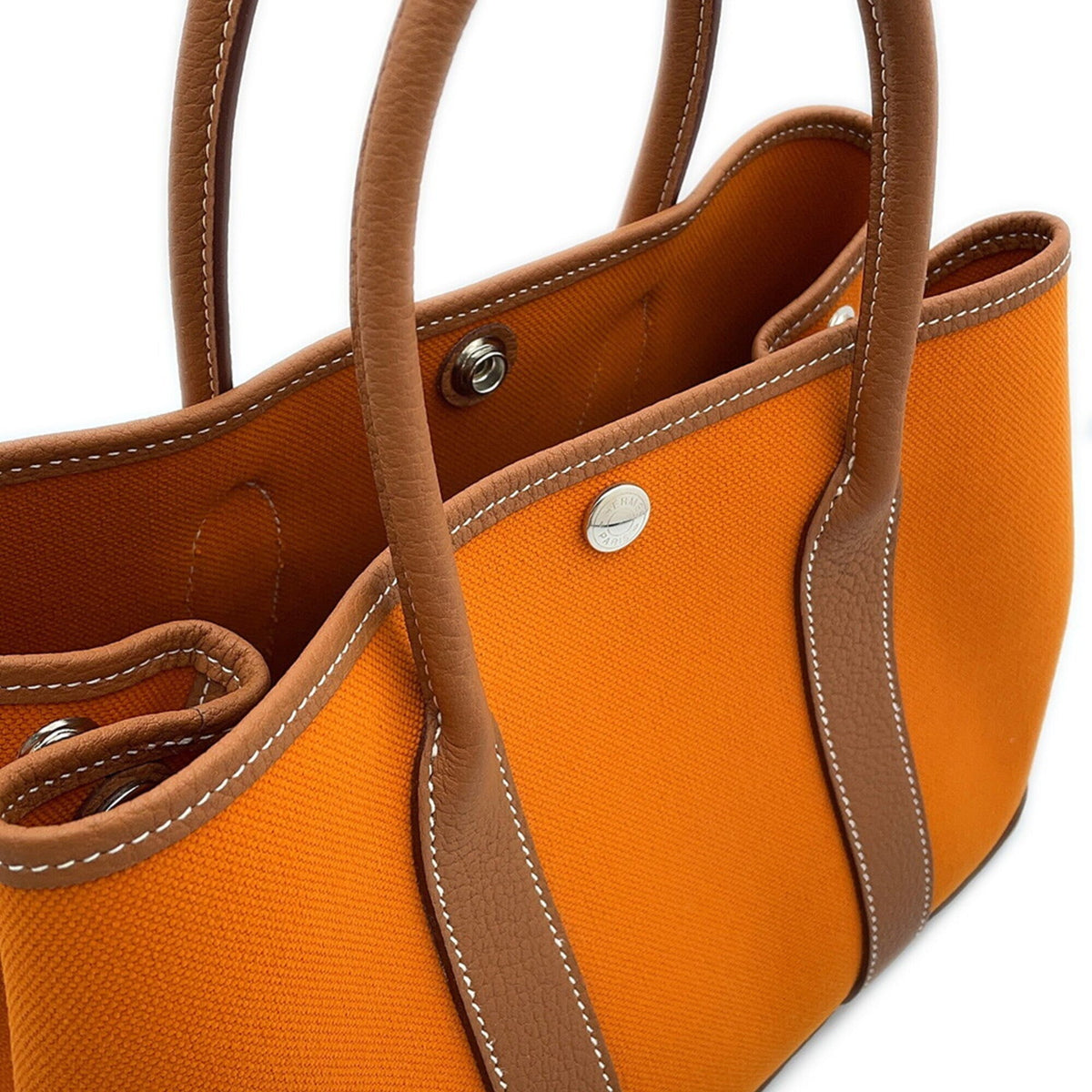 Hermes Apricot Gold Negonda Leather Canvas Tote Bag (Pre-Owned)