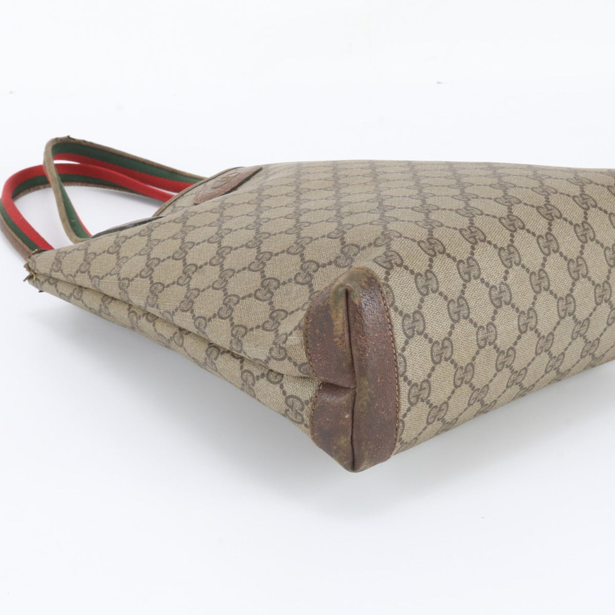 Gucci Brown Leather Coated Canvas Tote Bag (Pre-Owned)