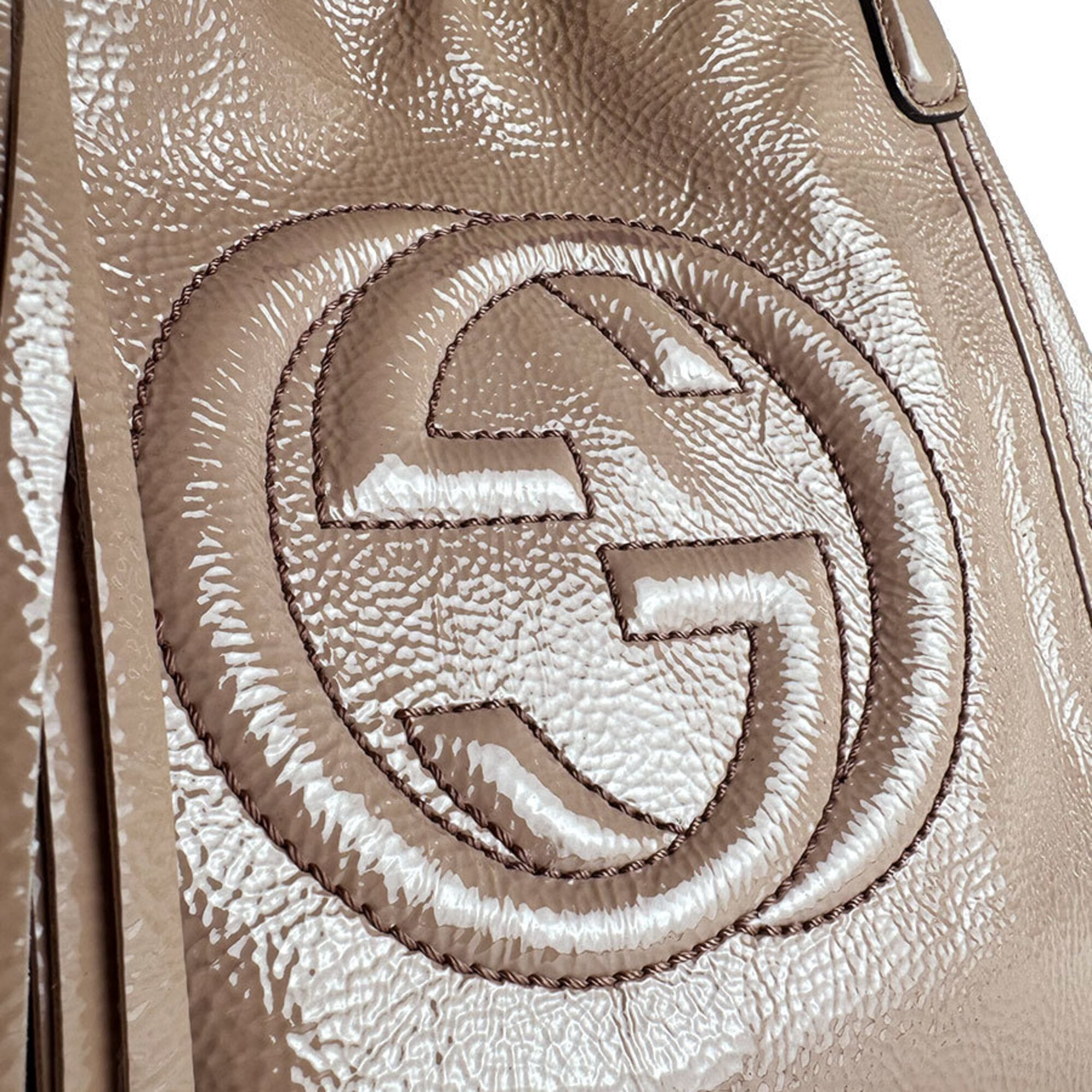 Gucci Pink Beige Patent Leather Handbag Shoulder Bag (Pre-Owned)