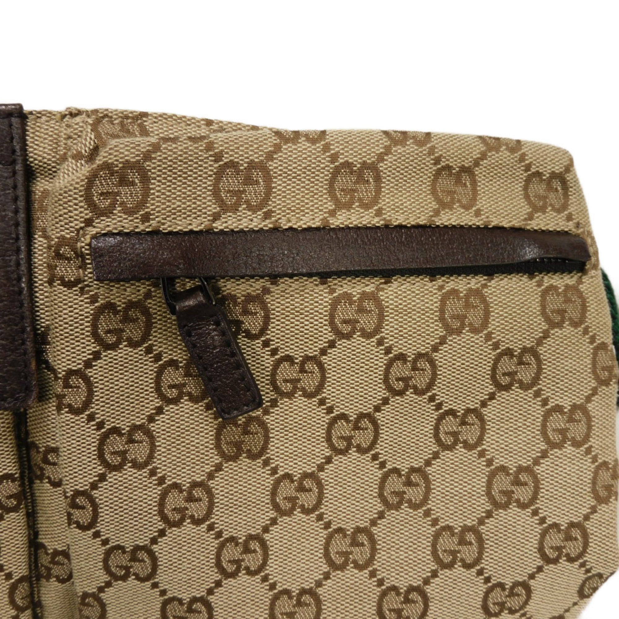 Gucci Beige Gg Canvas Leather Fanny Pack Shoulder Bag Sling Bag (Pre-Owned)