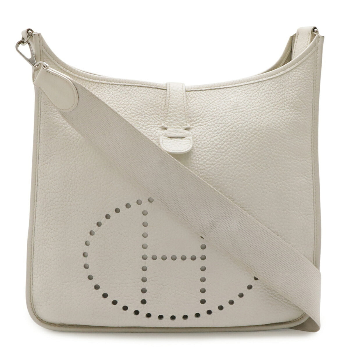 Hermes Evelyne White Taurillon Clemence Leather Shoulder Bag (Pre-Owned)