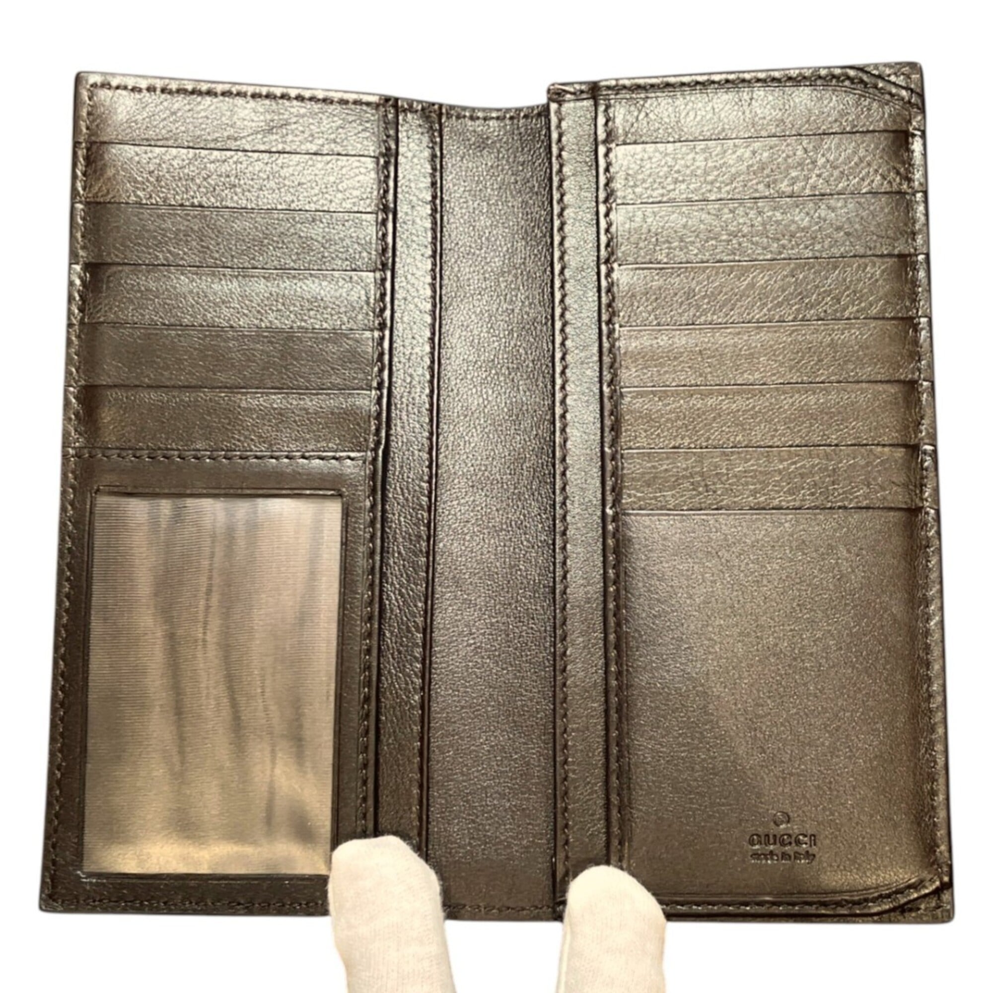 Gucci Brown Nylon Polyester Leather Long Wallet (Bi-Fold) (Pre-Owned)