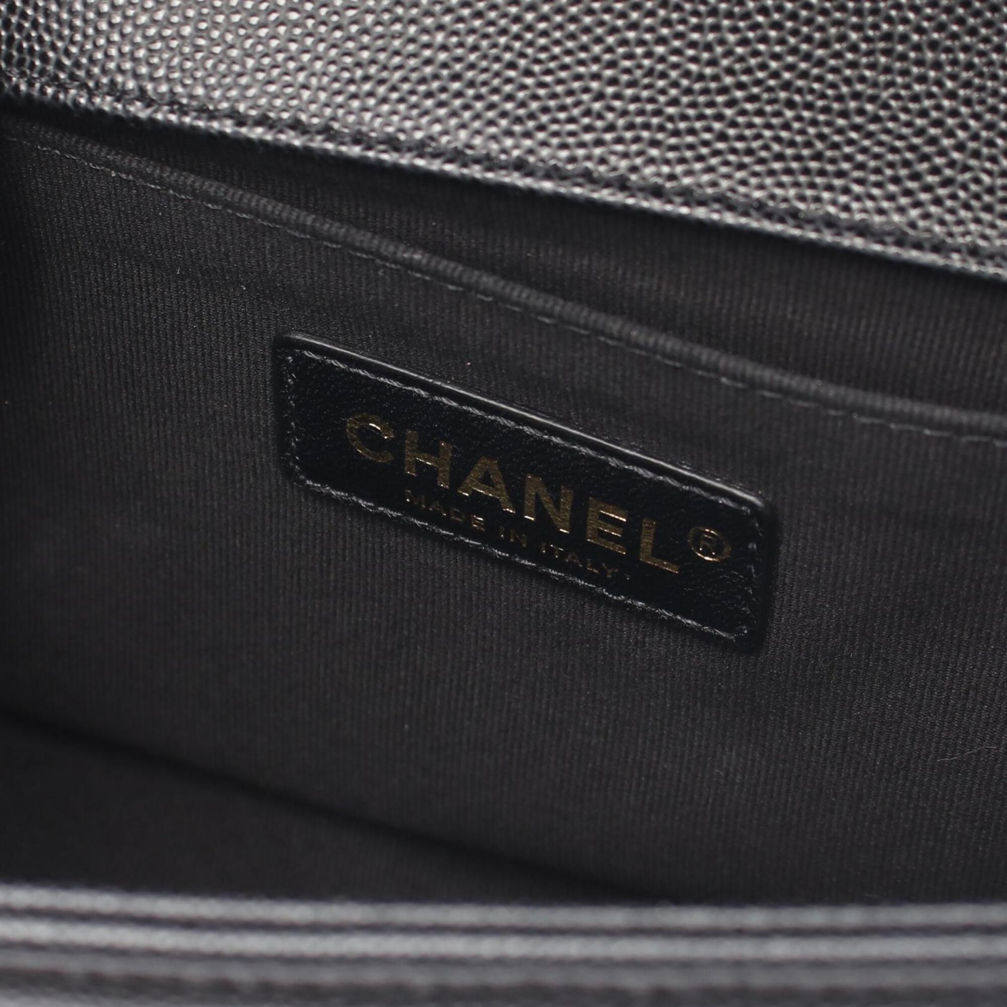 Chanel Black Grained Calfskin Handbag Shoulder Bag (Pre-Owned)