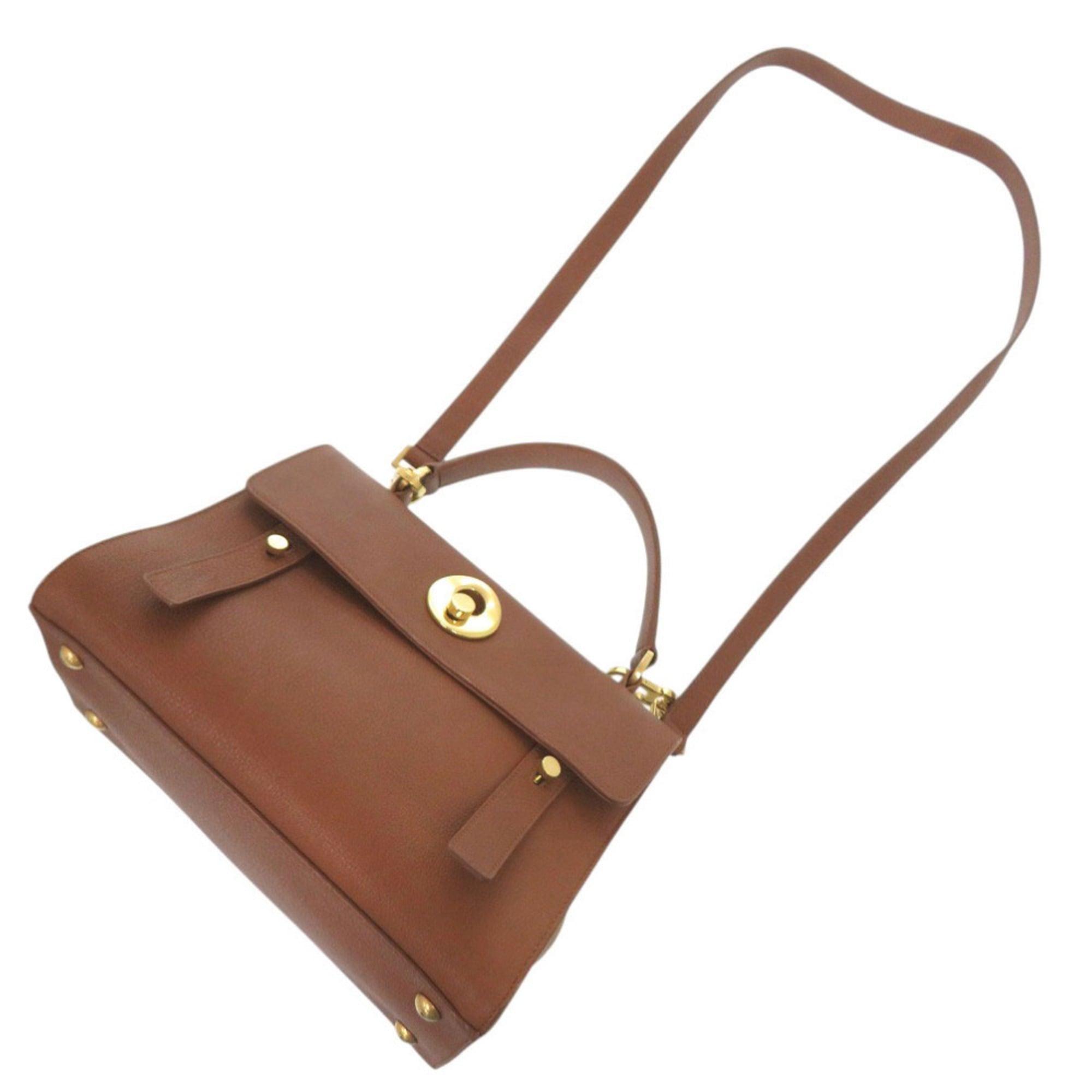 Yves Saint Laurent Brown Leather Canvas Handbag Shoulder Bag (Pre-Owned)