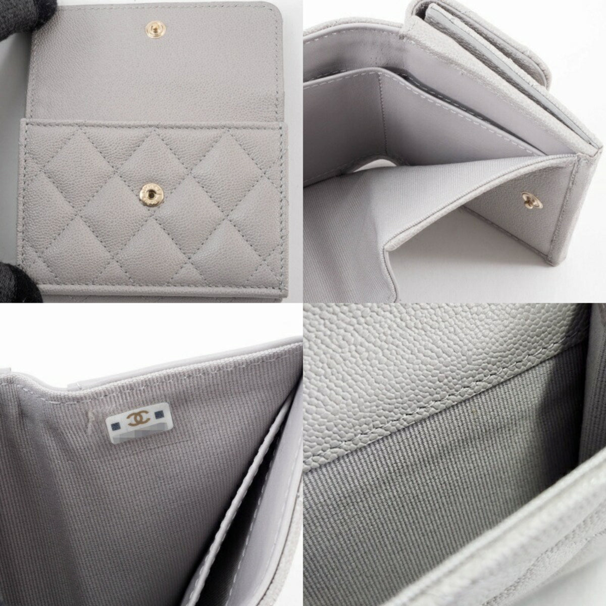 Chanel Grayish Leather Wallet (Tri-Fold) (Pre-Owned)