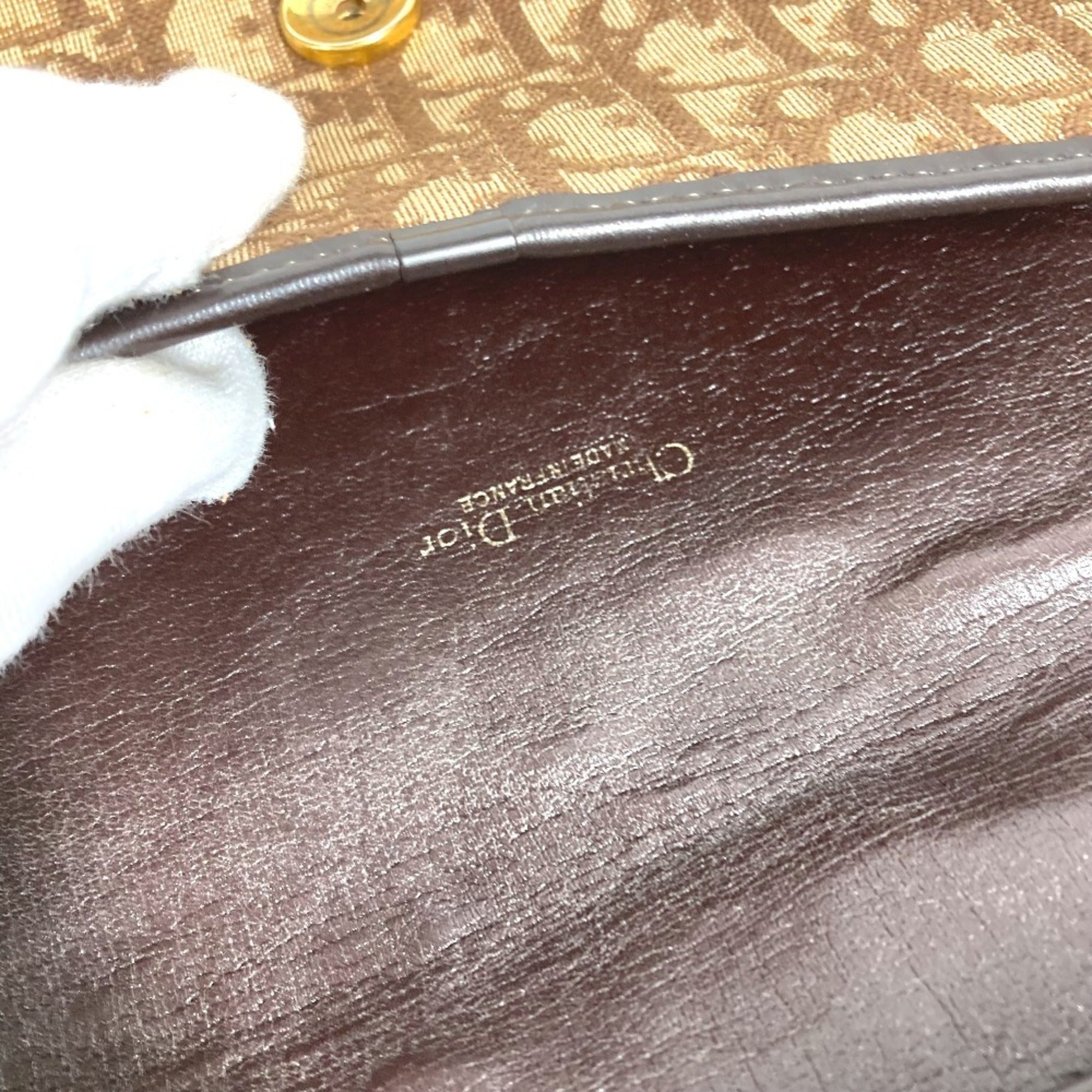 Christian Dior Trotter Beige Leather Canvas Handbag Shoulder Bag (Pre-Owned)