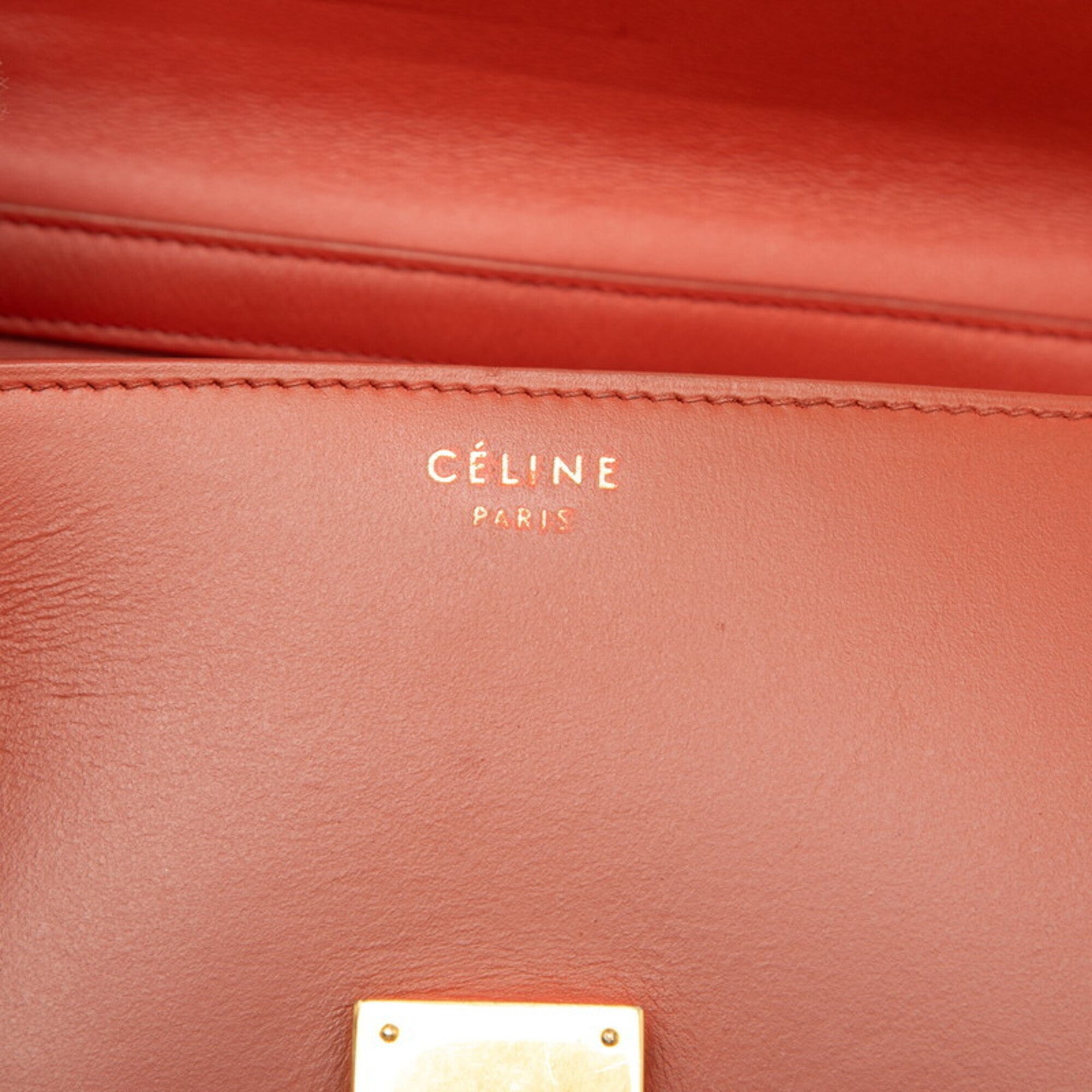 Celine Red Color Leather Shoulder Bag (Pre-Owned)