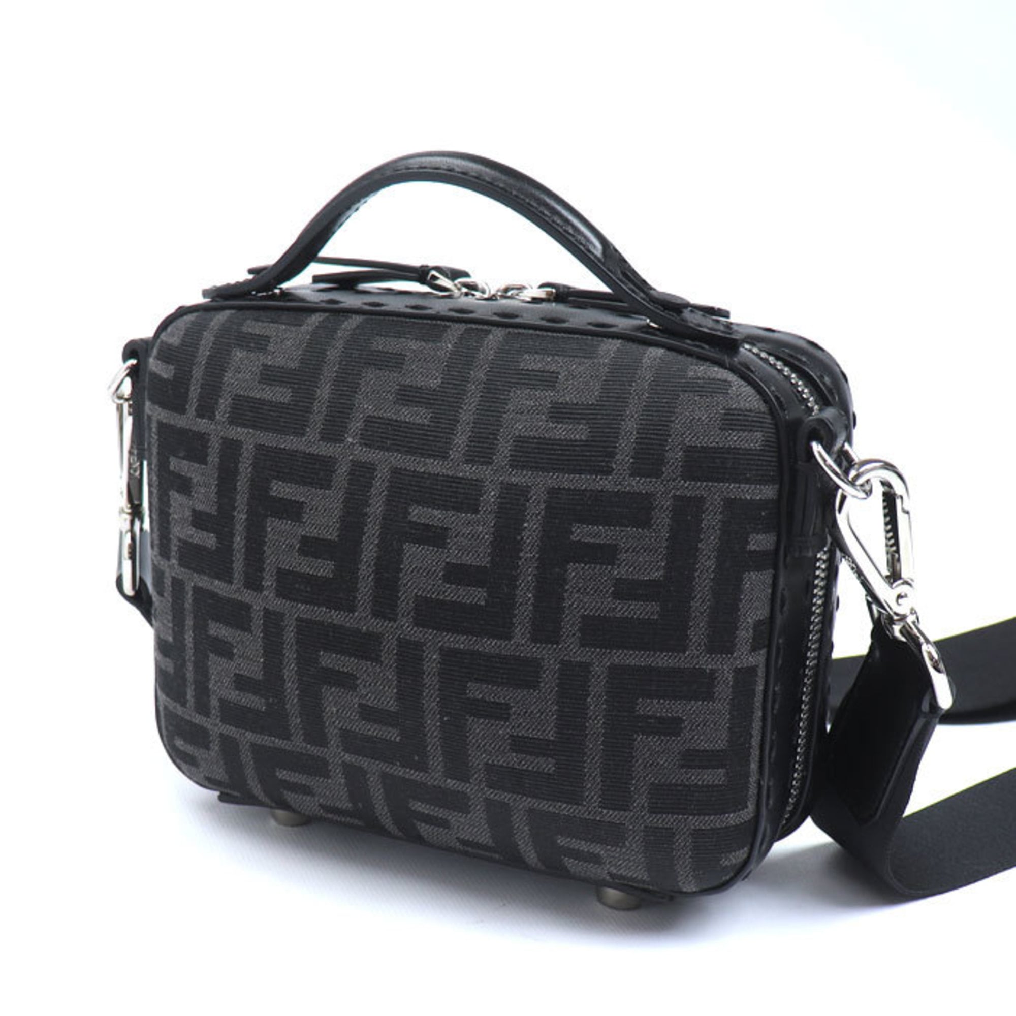 Fendi Black Canvas Leather Shoulder Bag (Pre-Owned)