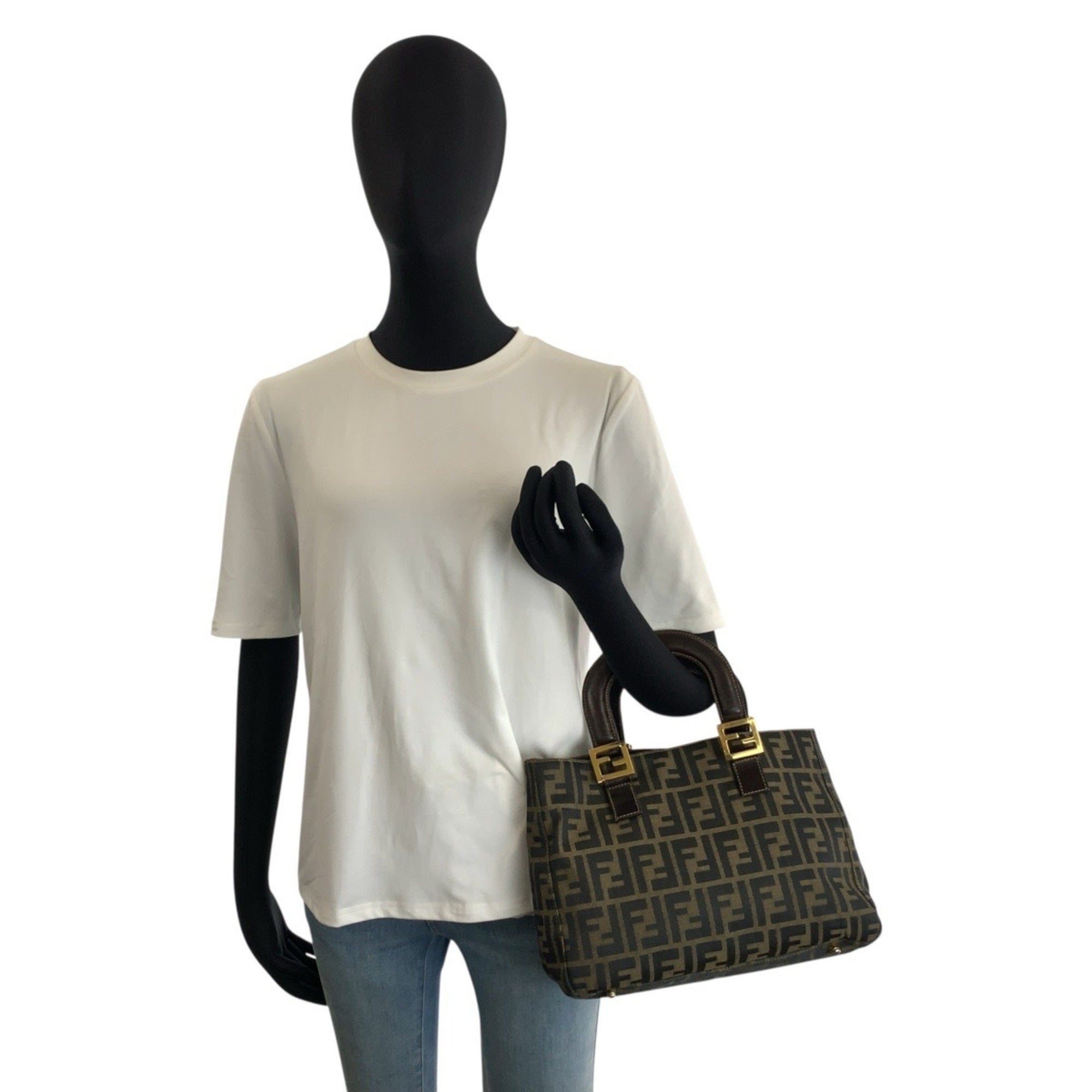 Fendi Brown Canvas Handbag Tote Bag (Pre-Owned)
