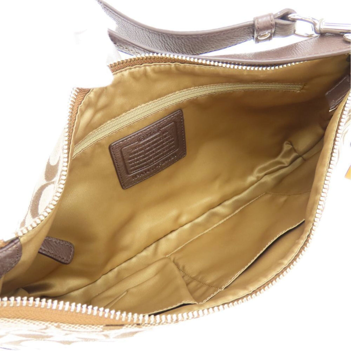 Coach Beige Brown Canvas Leather Shoulder Bag (Pre-Owned)
