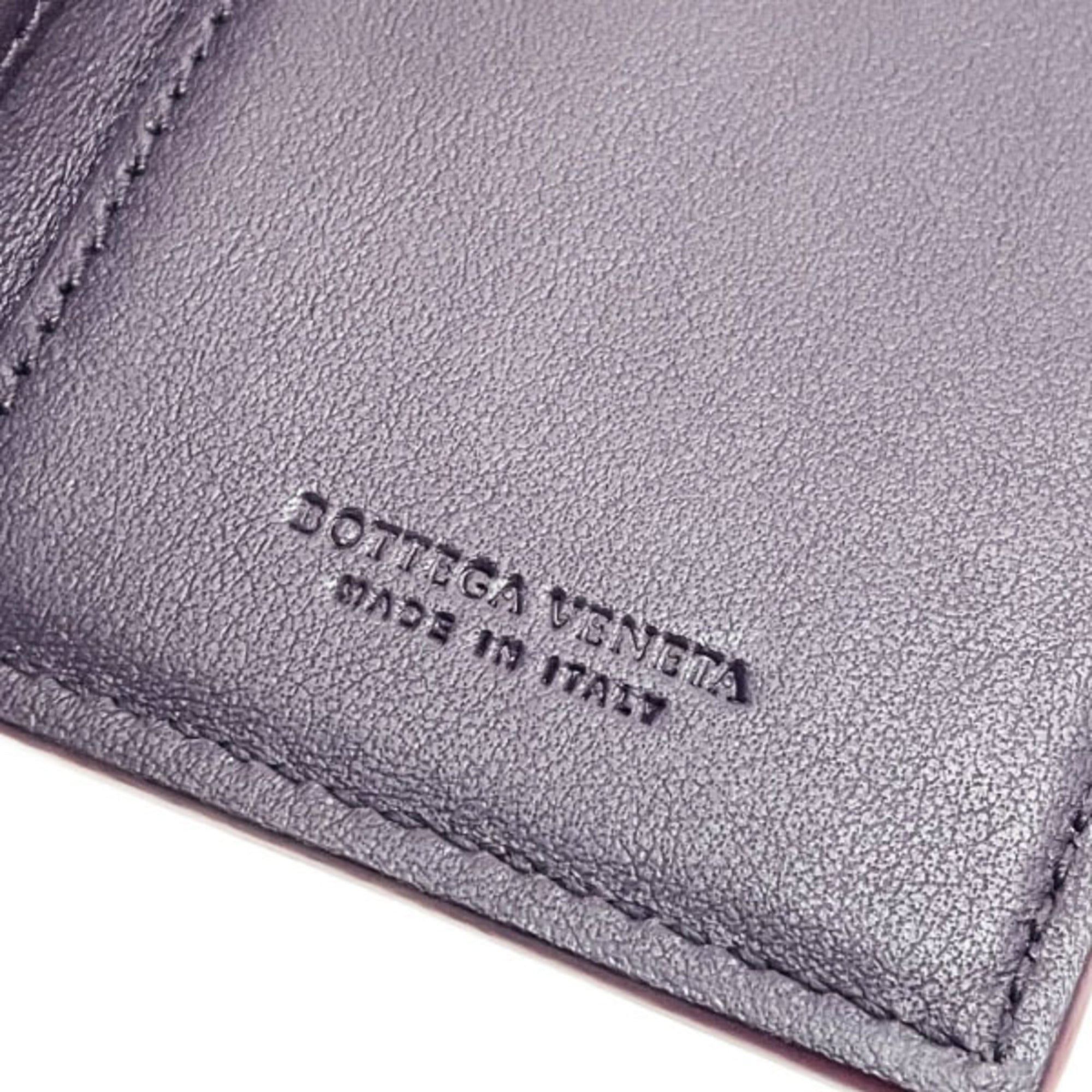 Bottega Veneta Red Color Wine Intrecciato Wallet (Tri-Fold) (Pre-Owned)
